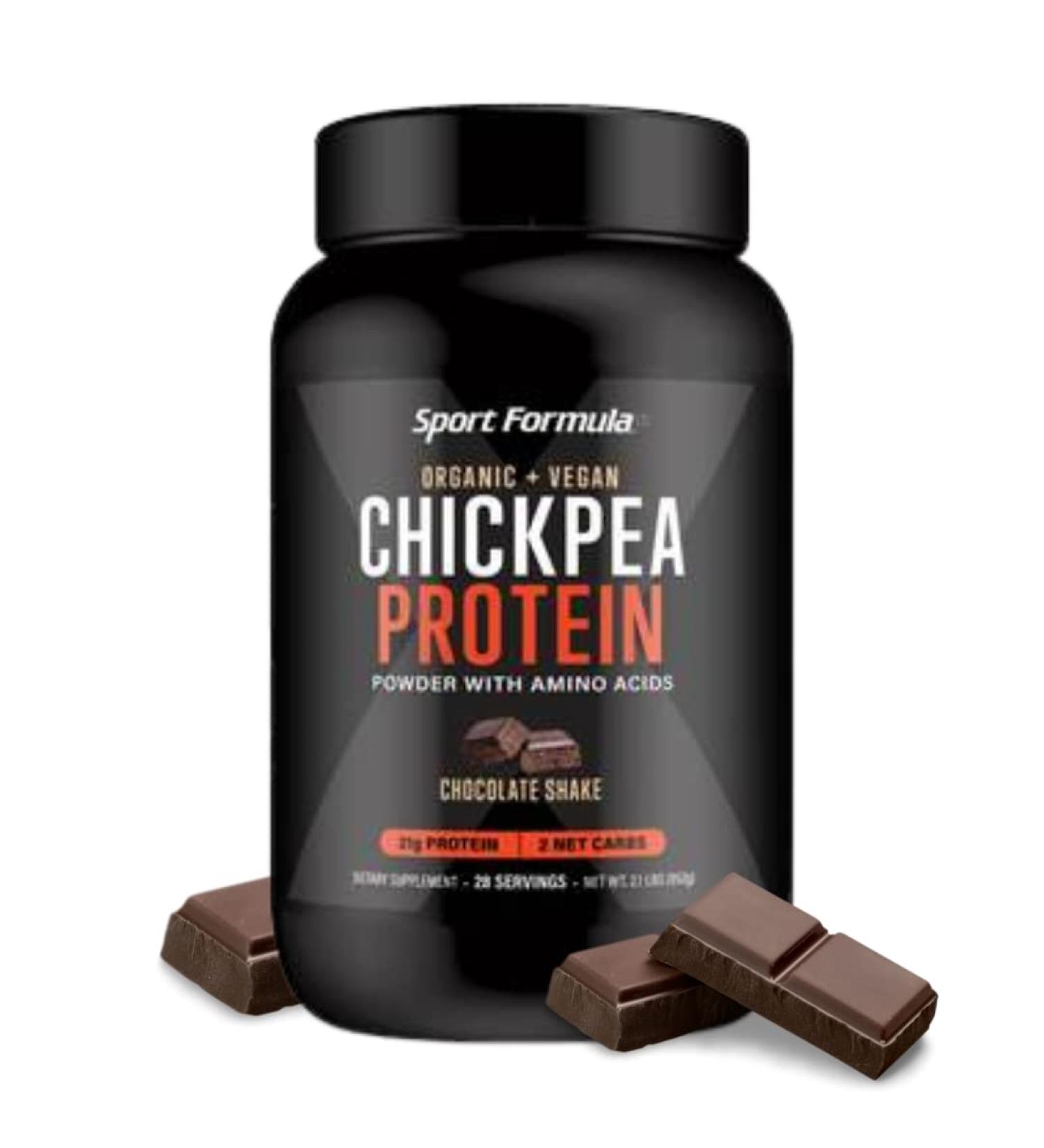 Organic Vegan Chickpea Protein Powder - All-Natural Chocolate Flavor 21g Protein & Only 2 Net Carbs | Sport Formula - Buy Online on GoSupps.com