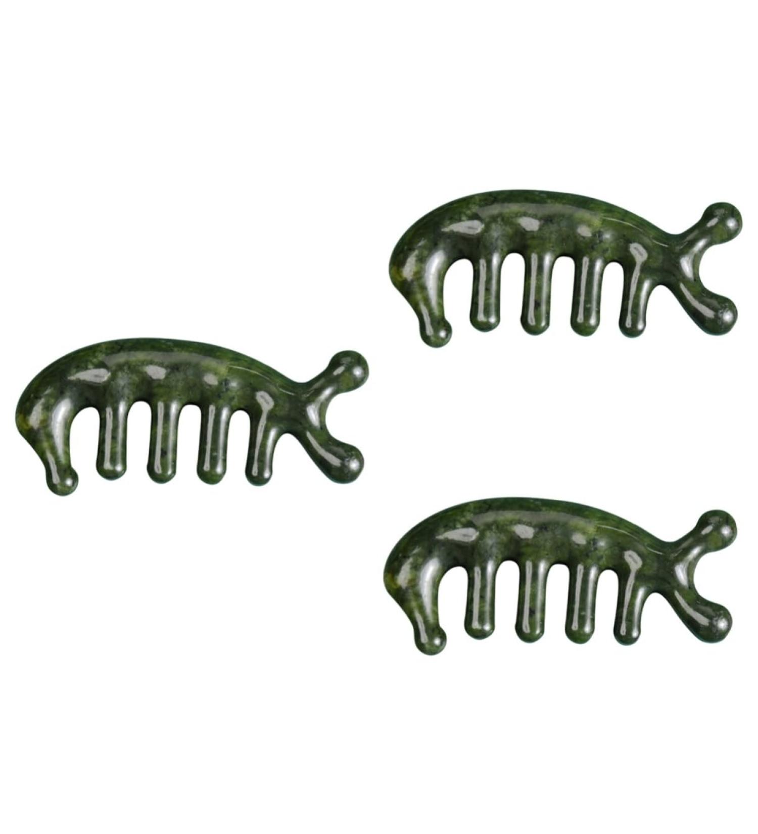 Beavorty 3-Piece Jade Scalp Massager & Hand Massage Comb Set - Creative 3D Leather Massage Tools 11.50x1.50cm - International Shipping Available - Buy Online on GoSupps.com