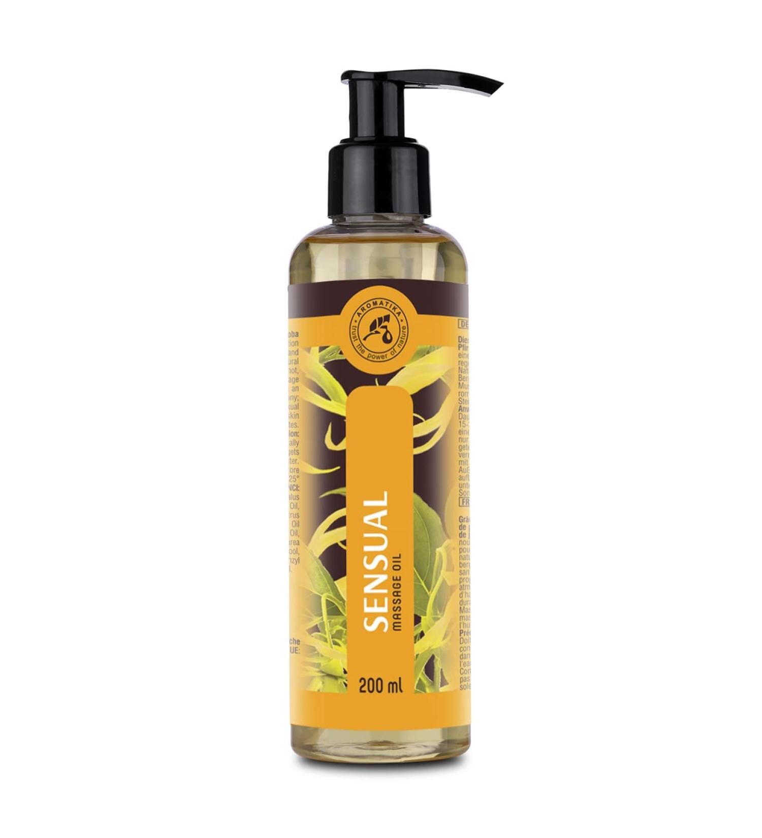 Sensual Massage Oil 200ml - 100% Natural Ylang Ylang & Jojoba - Exciting Fragrance for Partner Massages - Natural Cosmetics - Buy Online on GoSupps.com
