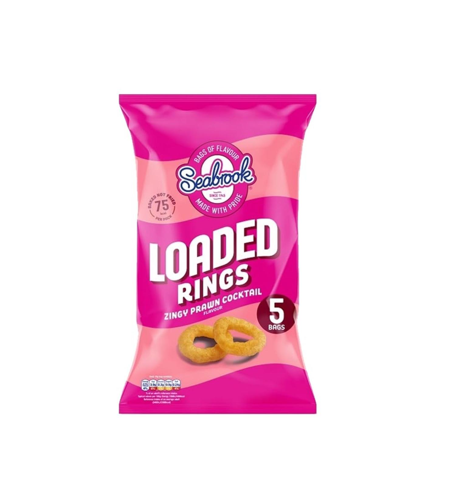 Chips Crisps Bags Collections - Deliciously light & Crispy Chips Bags (loaded rings zingy prawn cocktail (5 x 16g) 2 Packs)