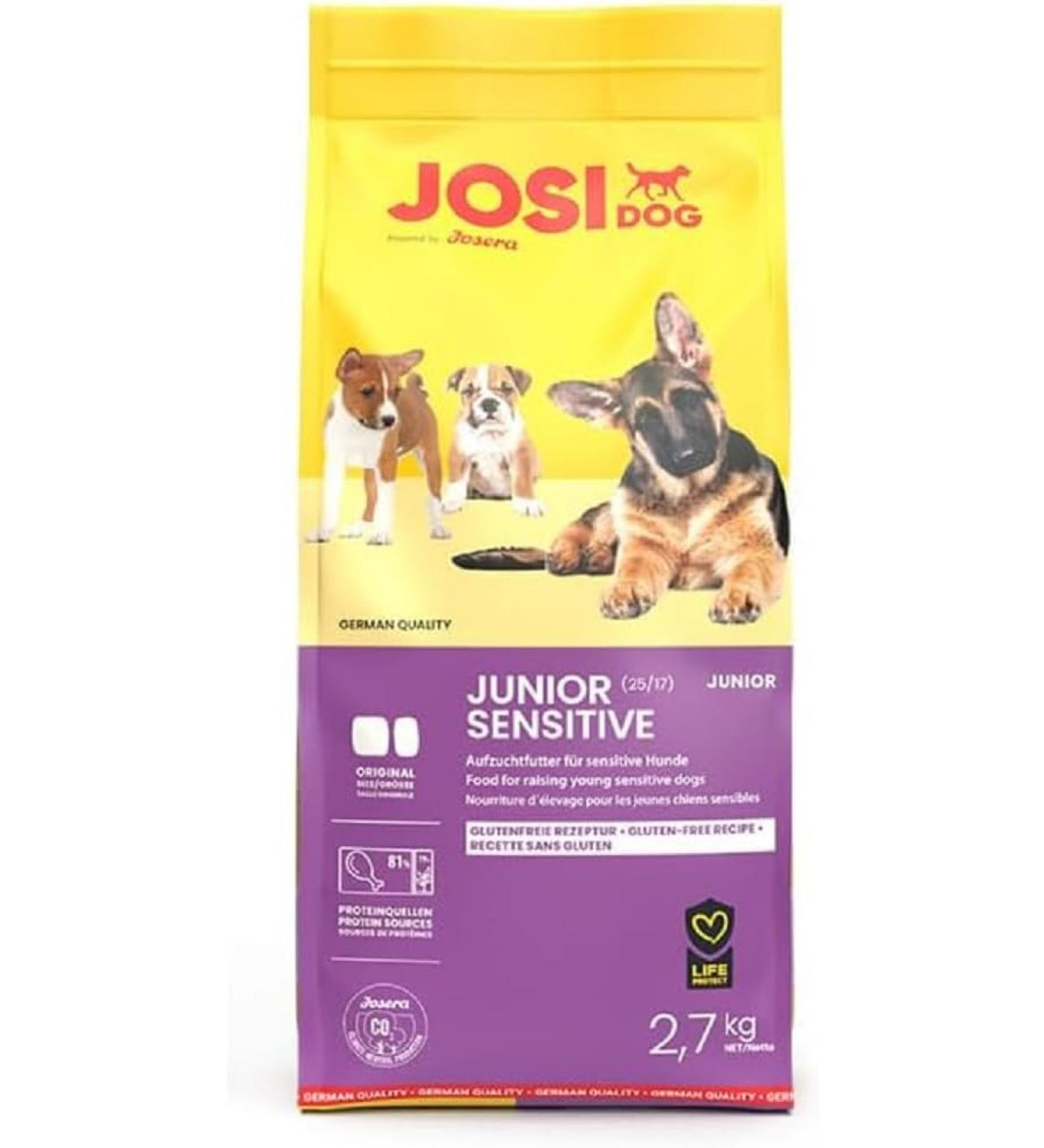 JosiDog Junior Sensitive (3 x 2.7 kg) | Food for Sensitive Puppies | Premium Dry Food for Growing Dogs | Powered by Josera - Buy Online on GoSupps.com