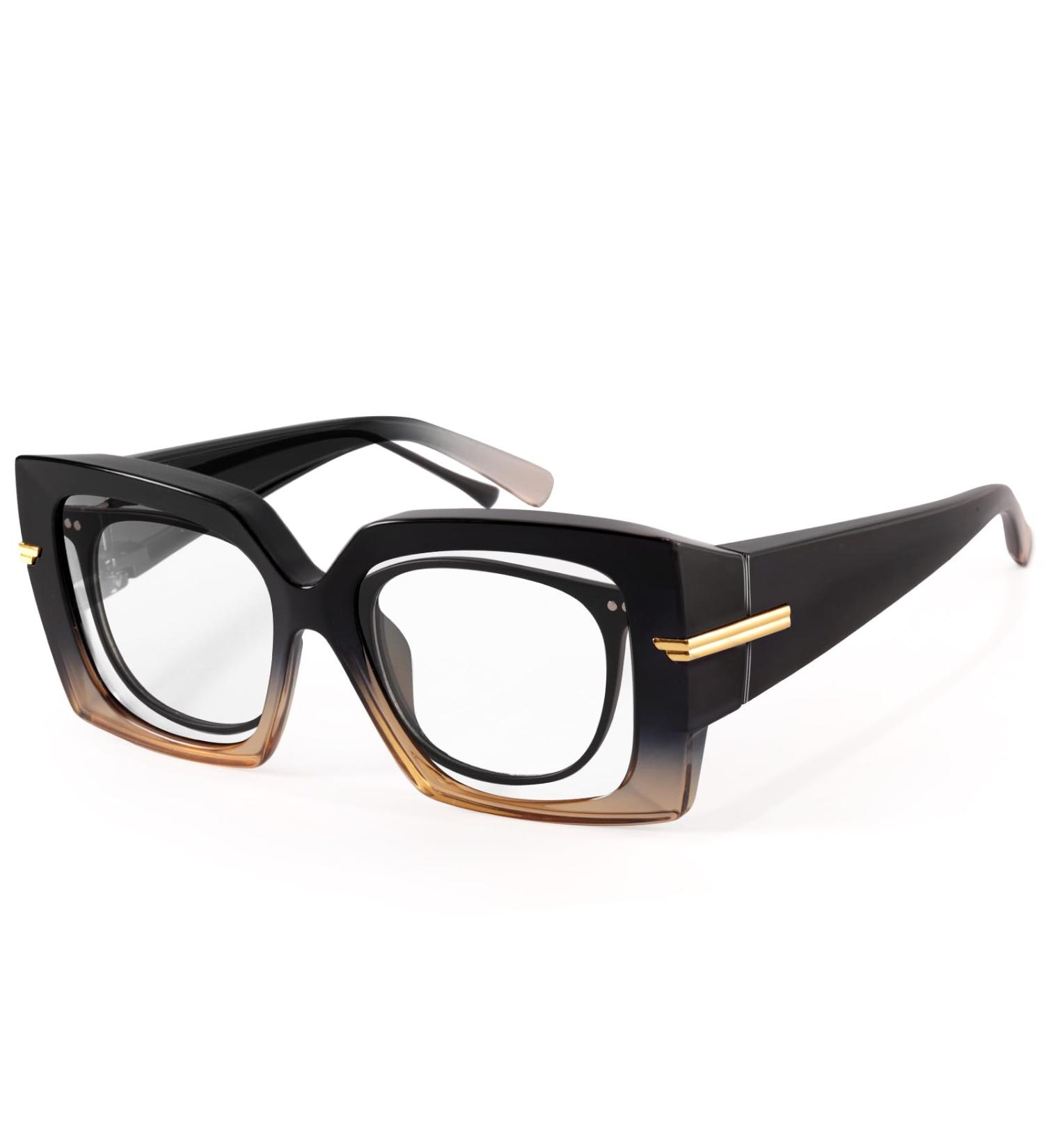 LVIOE Blue Light Filter Glasses - Reduce Eye Strain for Gamers & Non-Glasses Wearers | Stylish Blue & Brown Frames - Buy Online on GoSupps.com