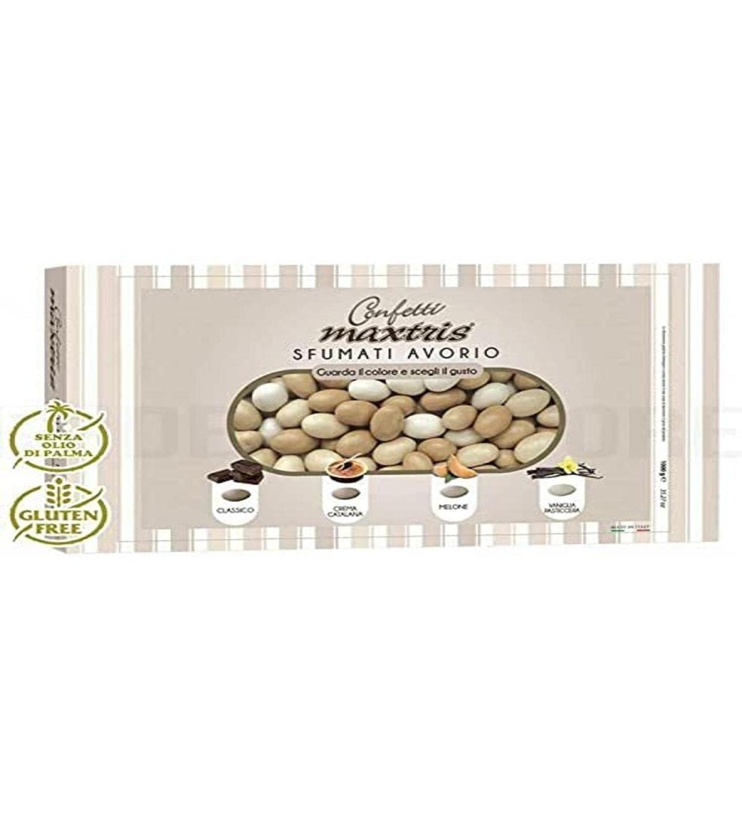 MAXTRIS | Italian Jordan Almonds | IVORY MIX 4 FLAVOR | 1 Kg. | 35 7 Oz.