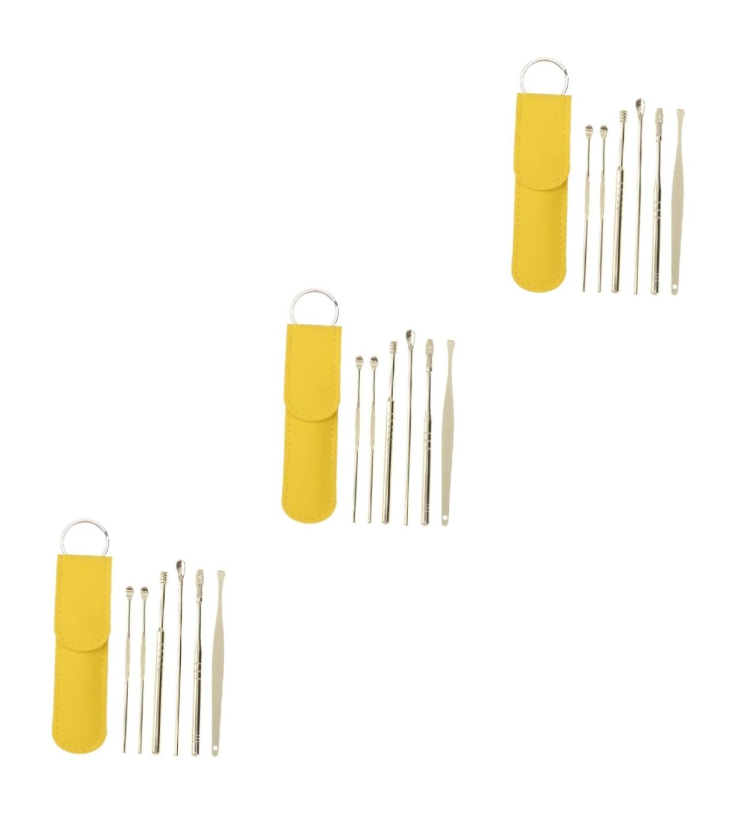 DOITOOL 3 Sets Ear Picking Tool Silicone Remover Earwax Removal Kit - Stainless Steel Ear Picks - Golden - 11.5X2.7X1cm - 3pcs - Buy Online on GoSupps.com
