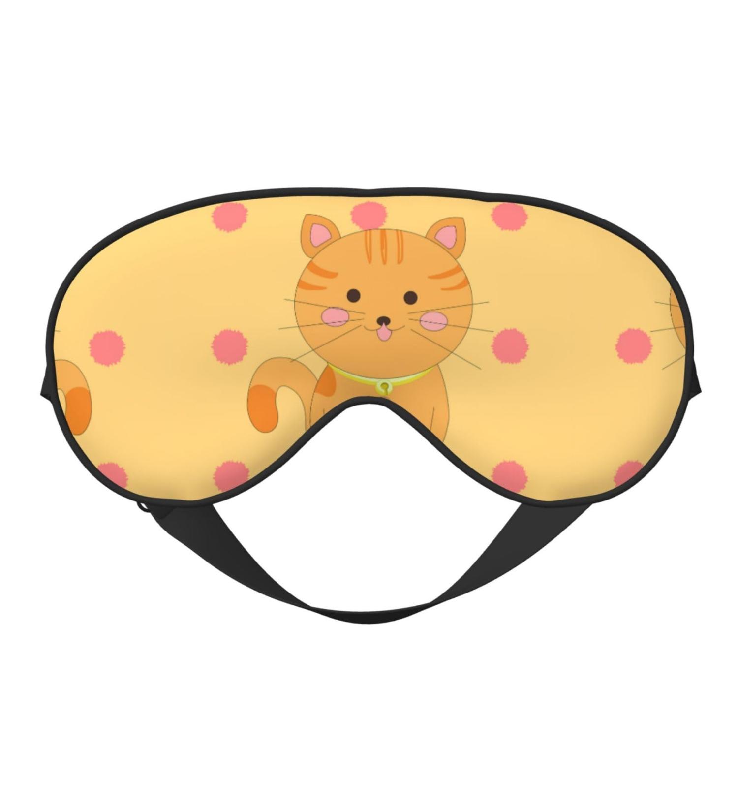 Cute Cartoon Kitten Eye Mask - Soft Adjustable Sleeping Mask for Men & Women | Nighttime Comfort - Buy Online on GoSupps.com
