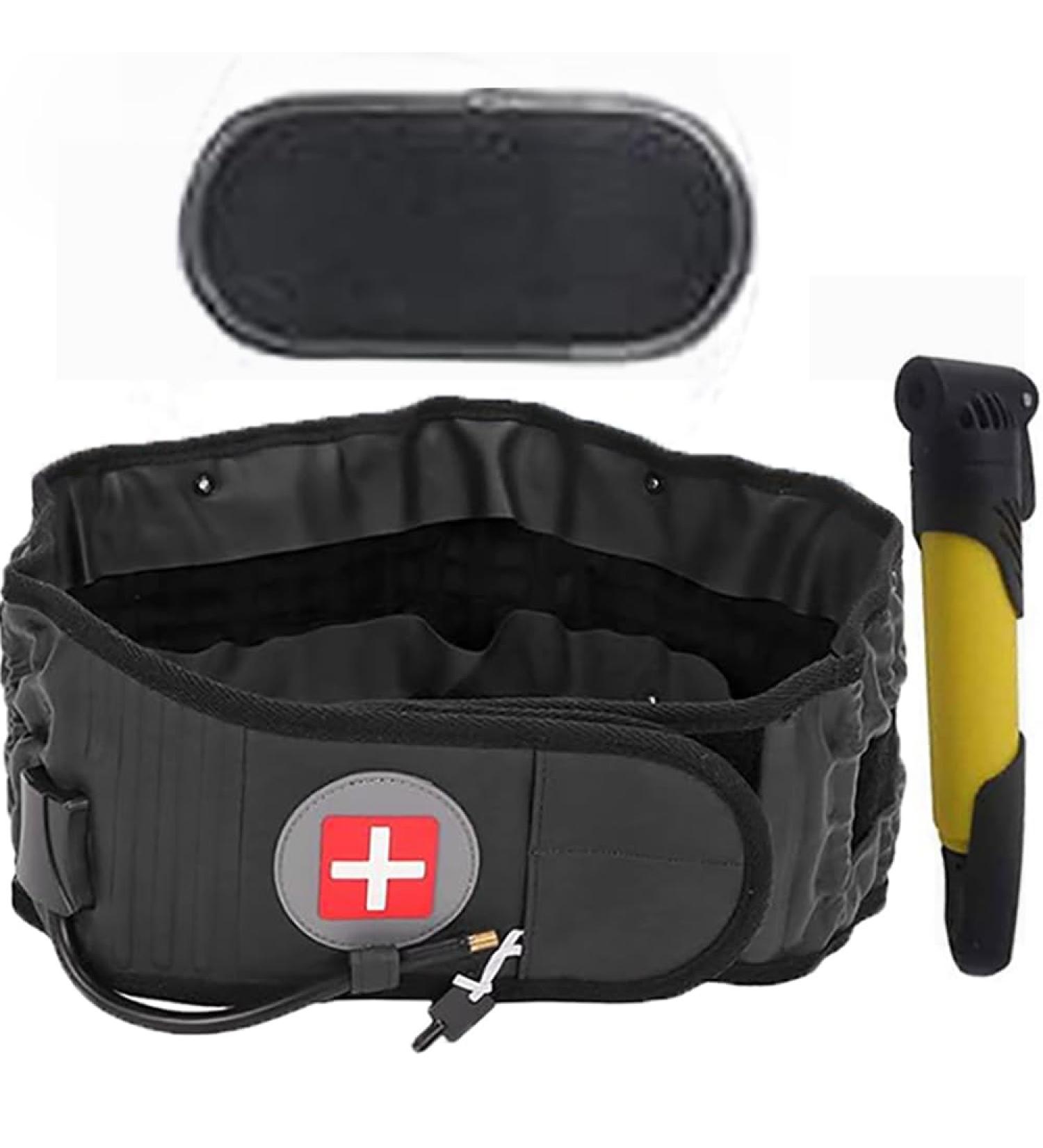 Decompression Belt for Back Pain Relief - Inflatable Lumbar Support | One Size Fits 29-49 Waist | Includes Extension Band & Pump | Black - Buy Online on GoSupps.com
