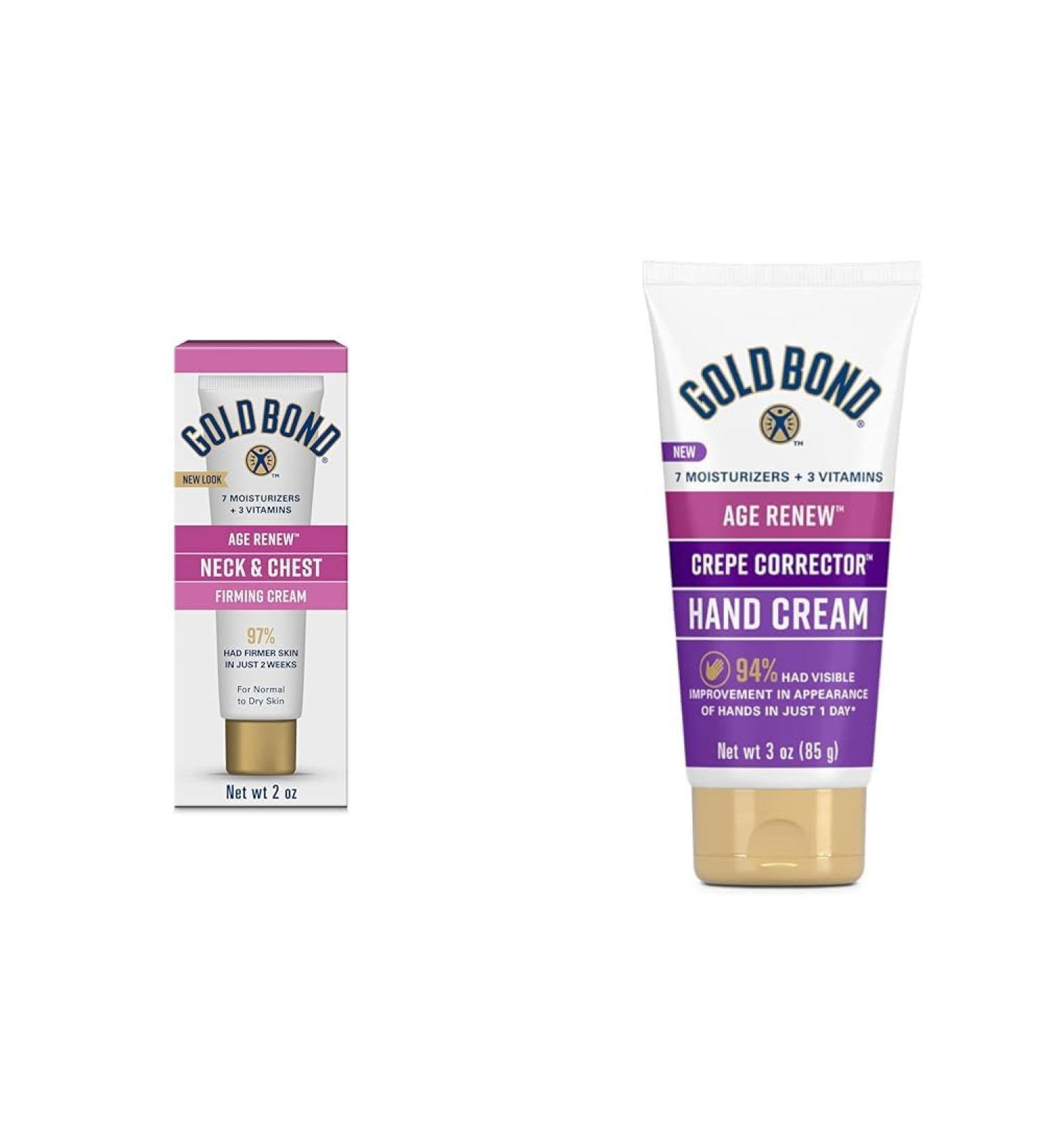 Gold Bond Age Renew Neck & Chest Firming Cream 2 oz. & Hand Cream for Crepey Skin 3 oz. - Buy Online on GoSupps.com
