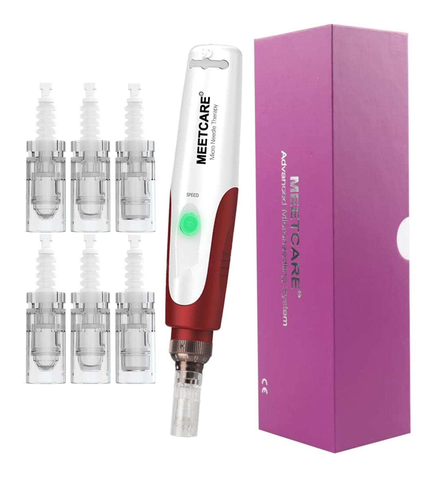 Electric Wireless Nano Microneedling Pen with 6 Bayonet Slot Needles - 2x 3D, 2x 5D, 2x Nano | Replacement Cartridges | Microneedle Dermapen - Buy Online on GoSupps.com