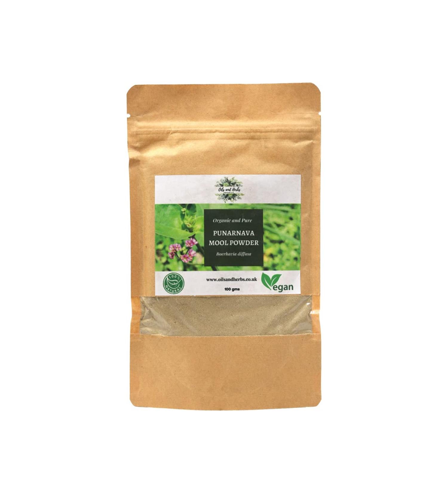 Organic Punarnava Mool Powder - Boerhavia Diffusa - 100% Pure and Natural (100g) - Buy Online on GoSupps.com