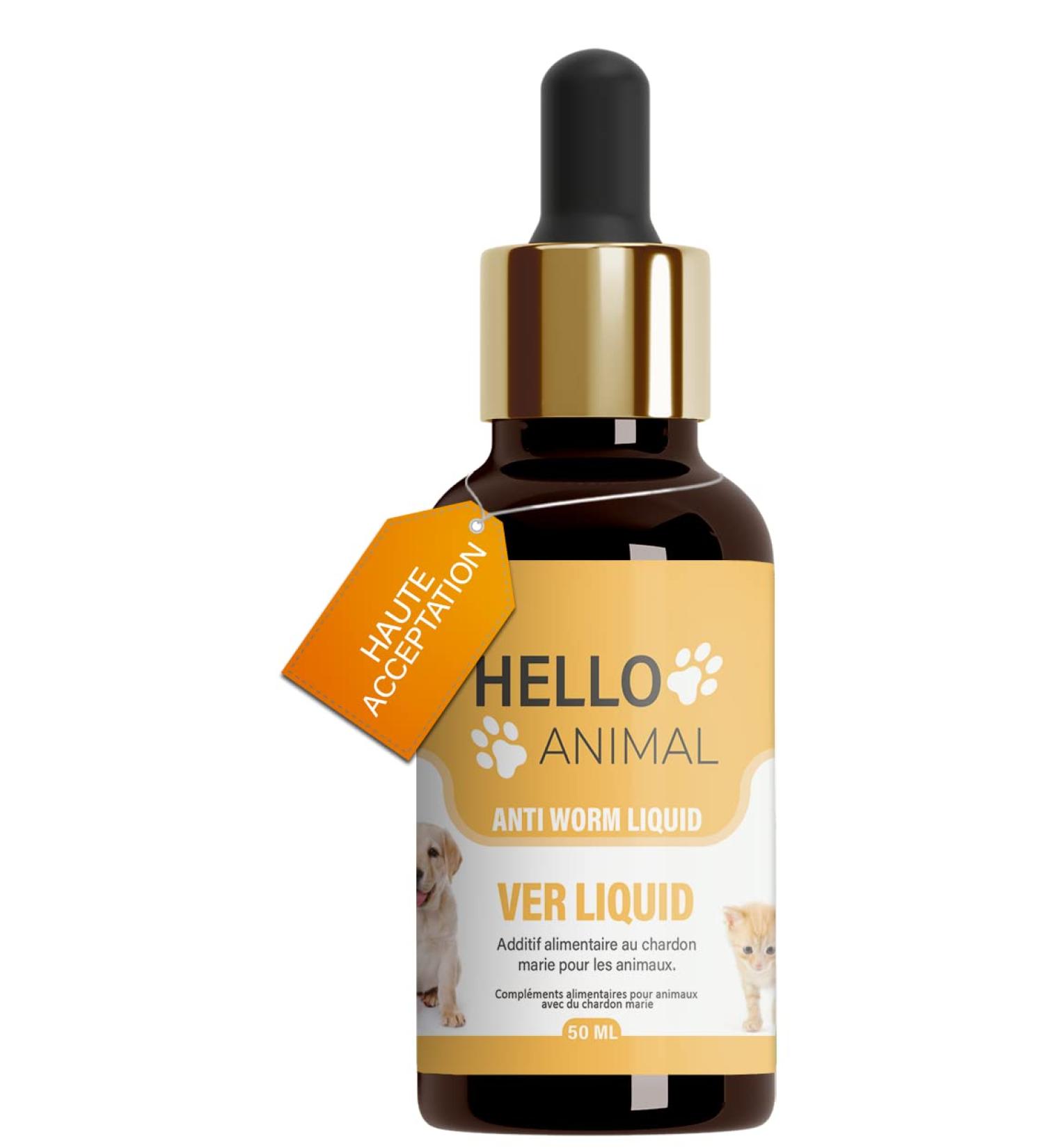 HelloAnimal Vegan Intestinal Deworming Liquid Anti-worms for Animals particularly recommended for Dogs Cats Rabbits and poultry Natural intestinal dewormer for stomach and intestines - Buy Online on GoSupps.com