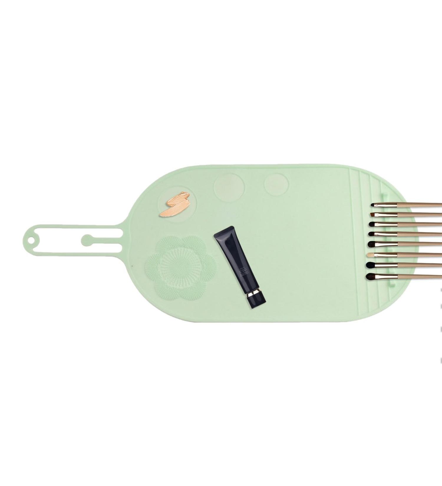Silicone Cleaning Mat - Makeup Brush Cleaning Mat | Cleaning Brush | Soft Silicone Wash Scrubber | Portable Cosmetic Cleaning Pads green - Buy Online on GoSupps.com