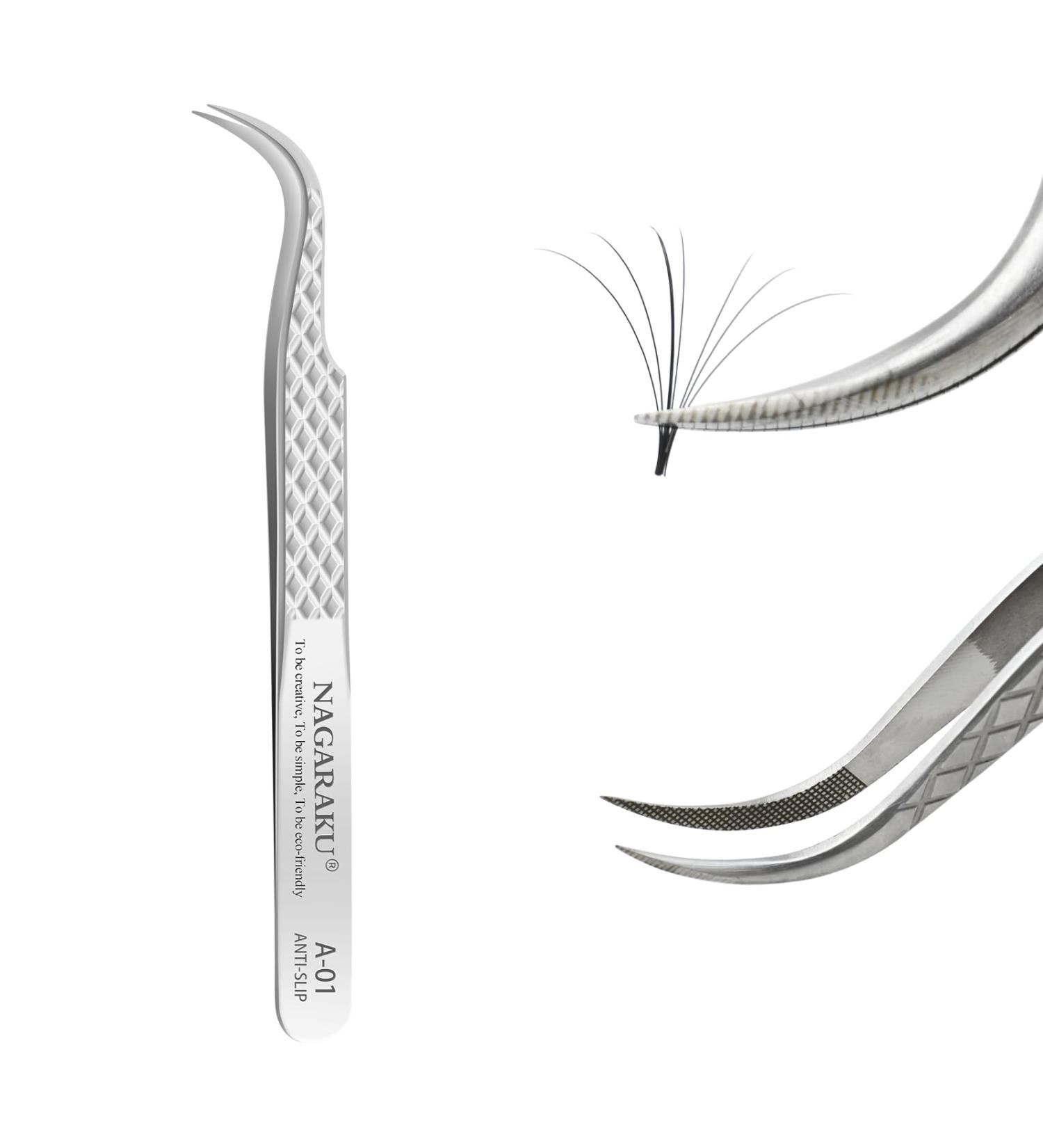Nagaraku Professional Eyelash Extension Tweezers - Precision Diamond Handle Durable & Lightweight Universal Tweezers for Easy Volume Fanning (A-01) - Buy Online on GoSupps.com