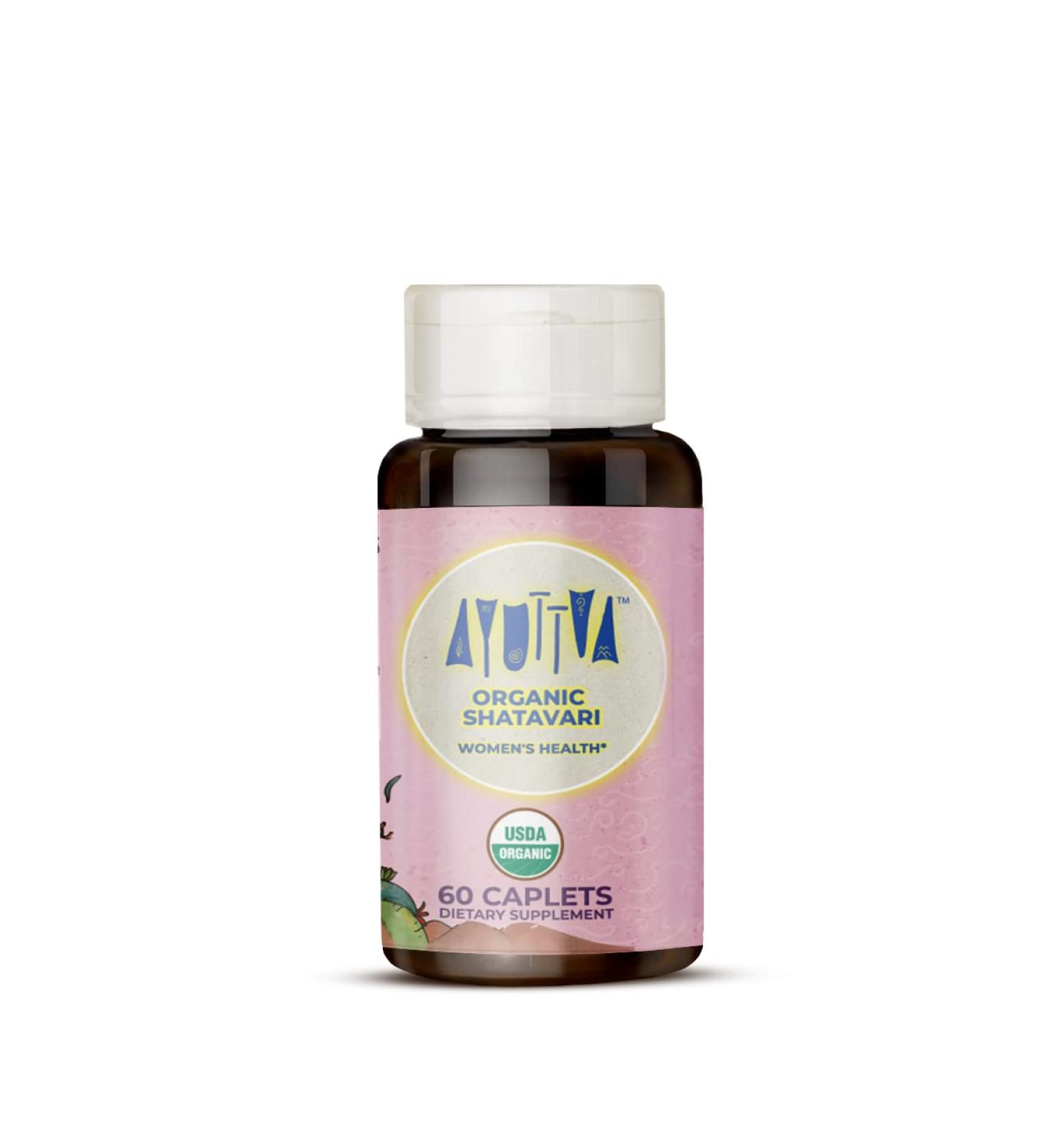 Ayuttva USDA Organic Shatavari Caplets for Women's Hormonal Support - 60 Caplets - Buy Online on GoSupps.com