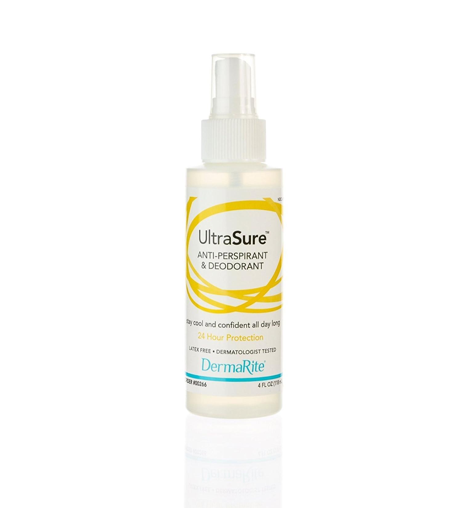 DermaRite's UltraSure Anti-Perspirant & Deodorant - 24-Hour Odor Protection Reduces Underarm Wetness - Pump Spray Bottle 4 oz. 24 Count