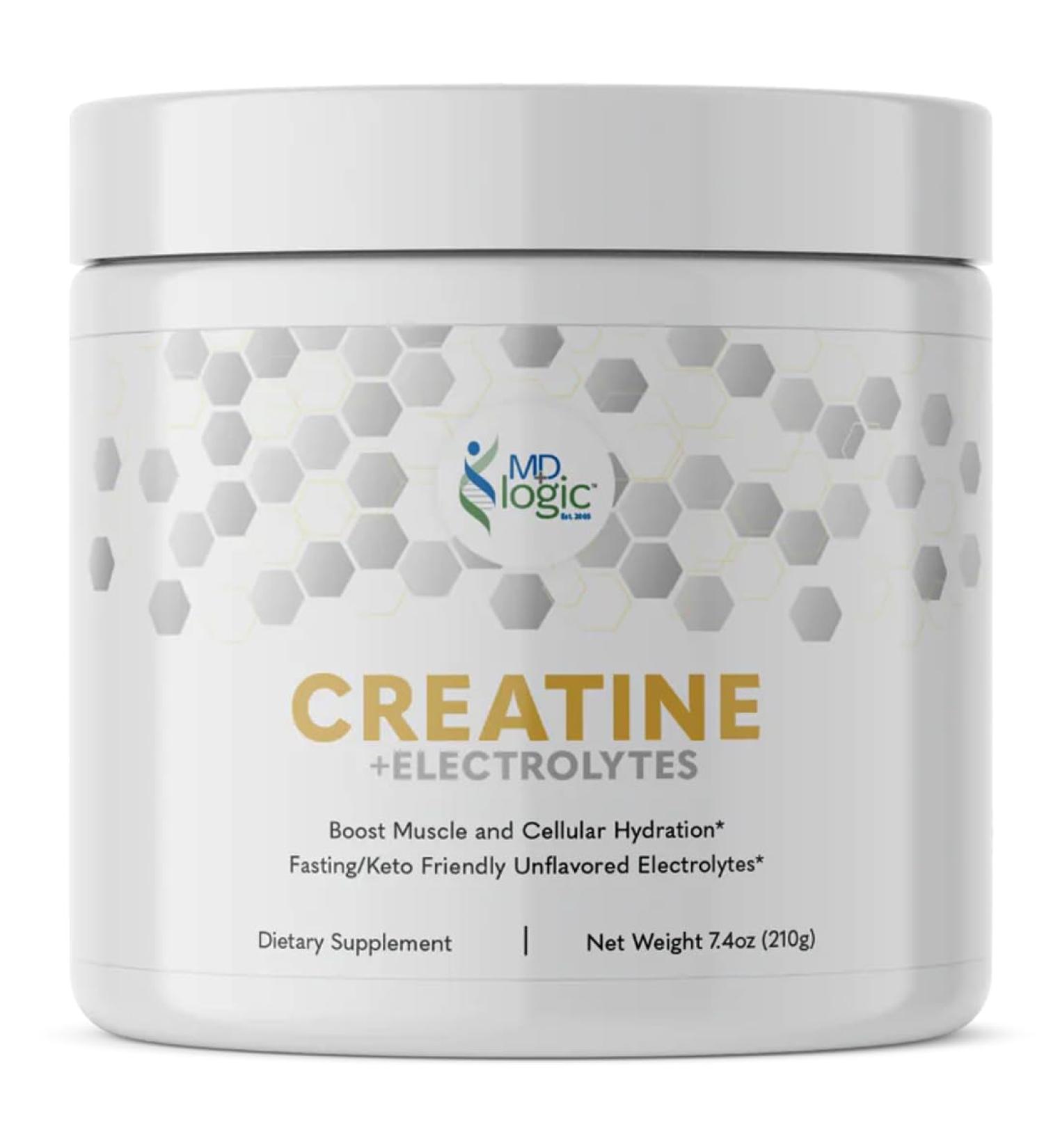 MD Logic Health Creatine + Electrolytes (30 Servings Unflavored Powder) - 5g Creatine Monohydrate per Serving - Featuring Redmond's RealSalt for Enhanced Hydration - Buy Online on GoSupps.com