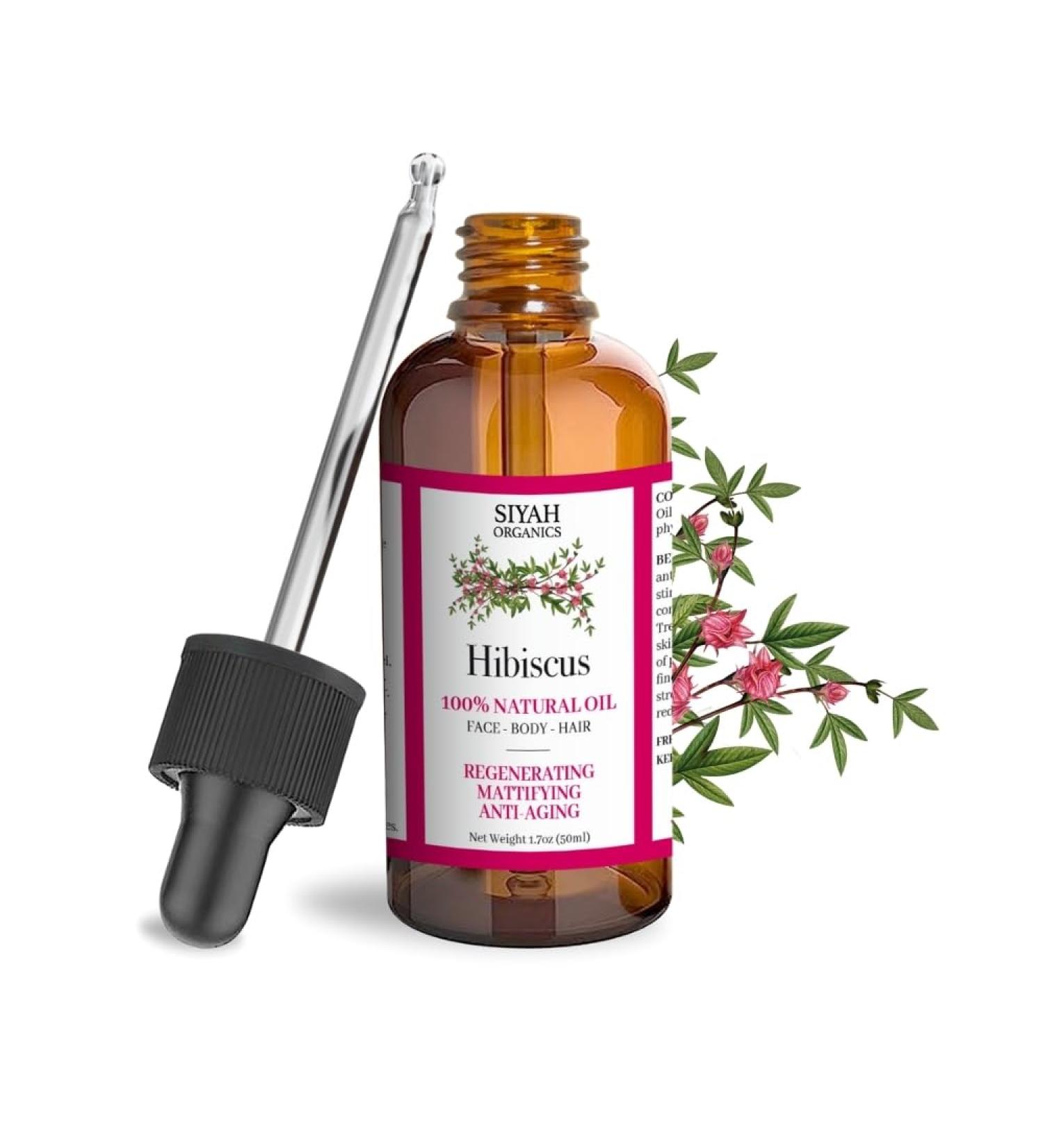 Siyah Organics Hibiscus Cold-Pressed Oil Hydrating & Glowing for Skin Hair & Nails 100% Natural 1.7oz - Buy Online on GoSupps.com