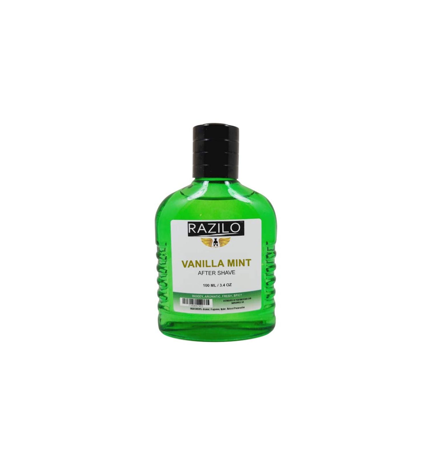 Sexy Aftershave for Men Splash On 3.4oz / 100ml Green Glass Bottle Vanilla Mint Razilo Vanilla Mint