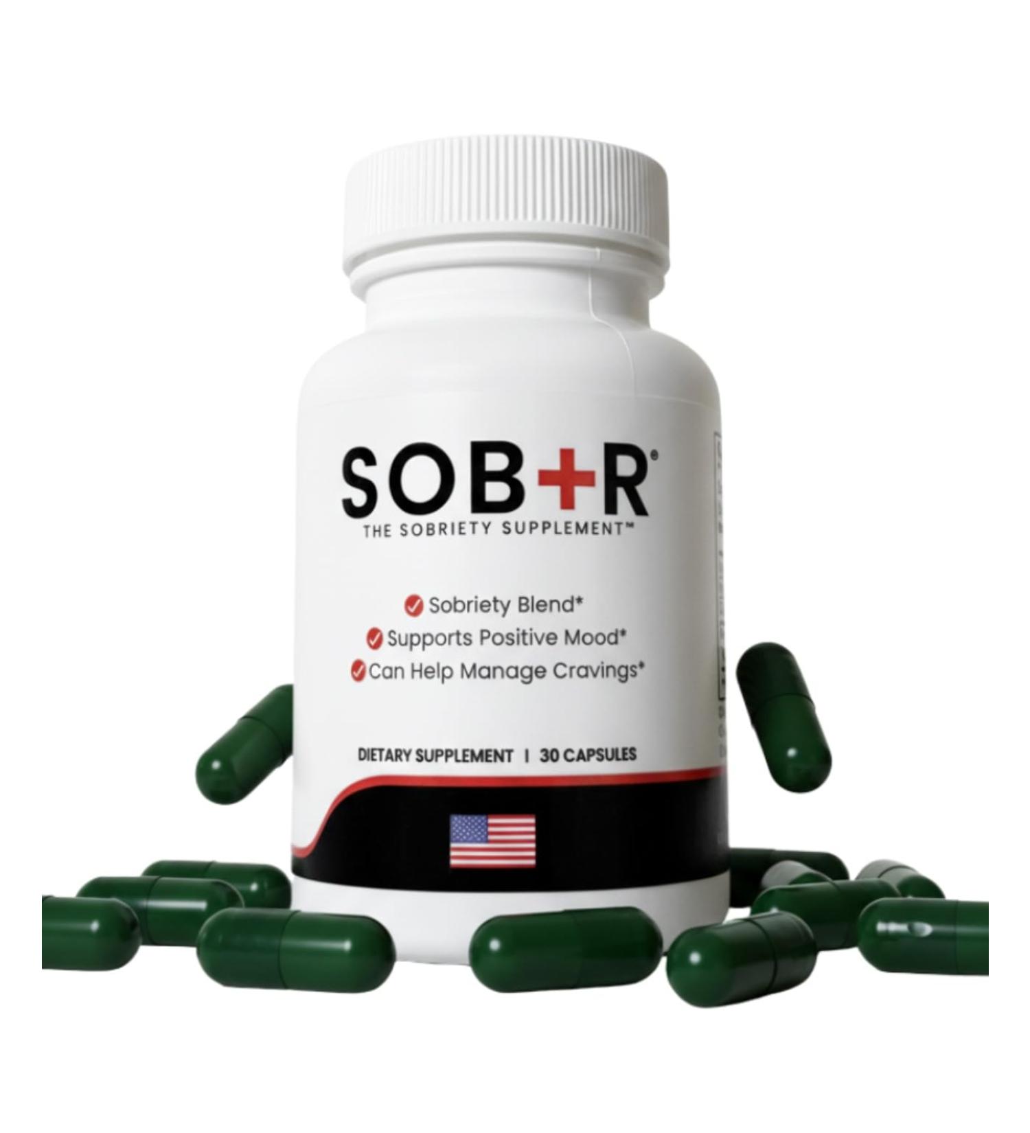 SOB+R Natural Drug Recovery Supplement | Alcohol Craving Blocker for Addiction Support | Restores Nutrients Boost Mental Clarity | Vegetarian Capsules - Therapist Formulated Made in USA | 30 Count - Buy Online on GoSupps.com
