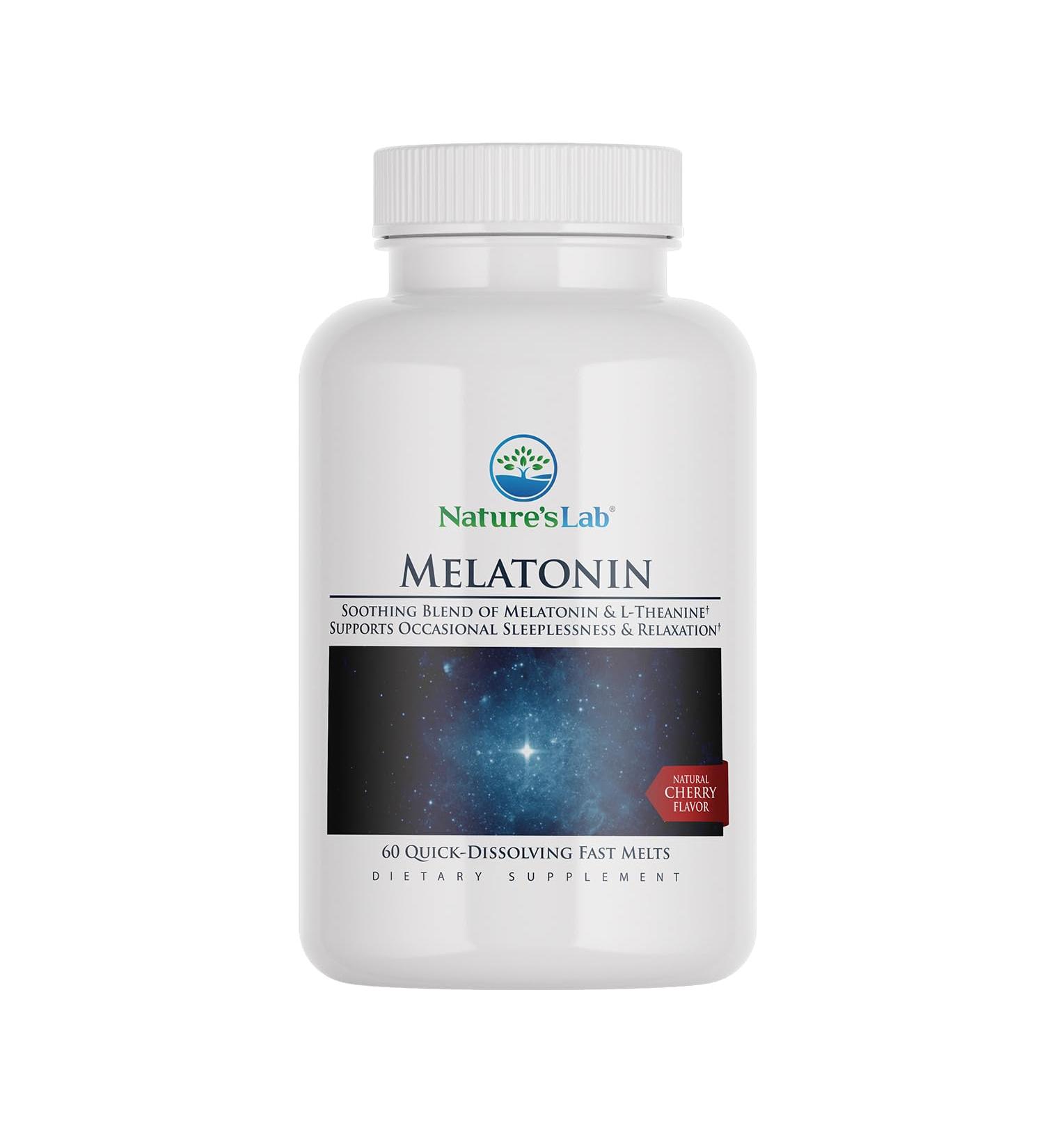 Nature's Lab Fast Melt Melatonin Tablets - 25 mg of L-Theanine + 6mg of Melatonin - 60 Count - Buy Online on GoSupps.com