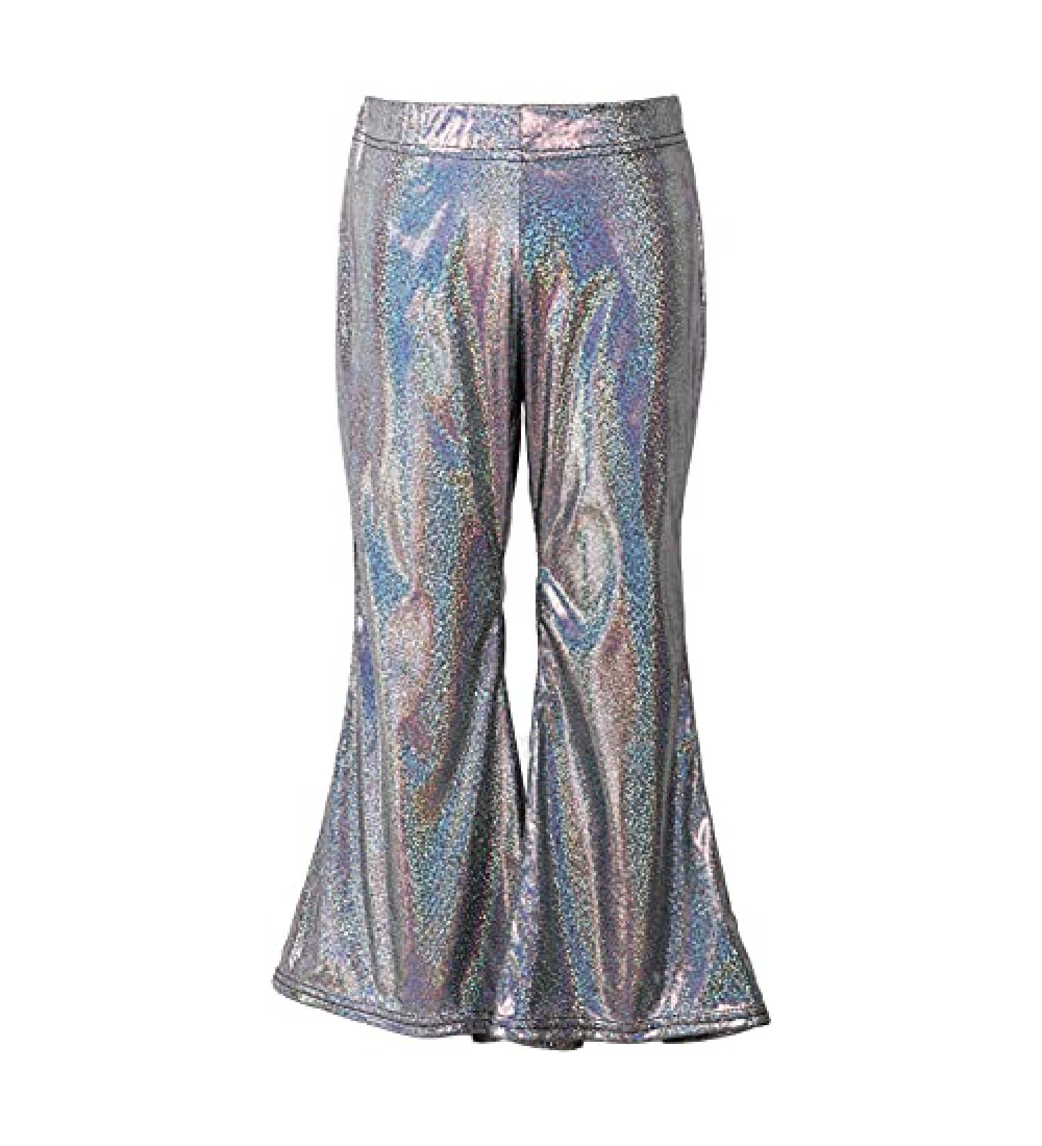 Jhaoyu Kids Metallic Bell Bottom Flare Pants | Black | Hip Hop Jazz Dance Costume - Buy Online on GoSupps.com