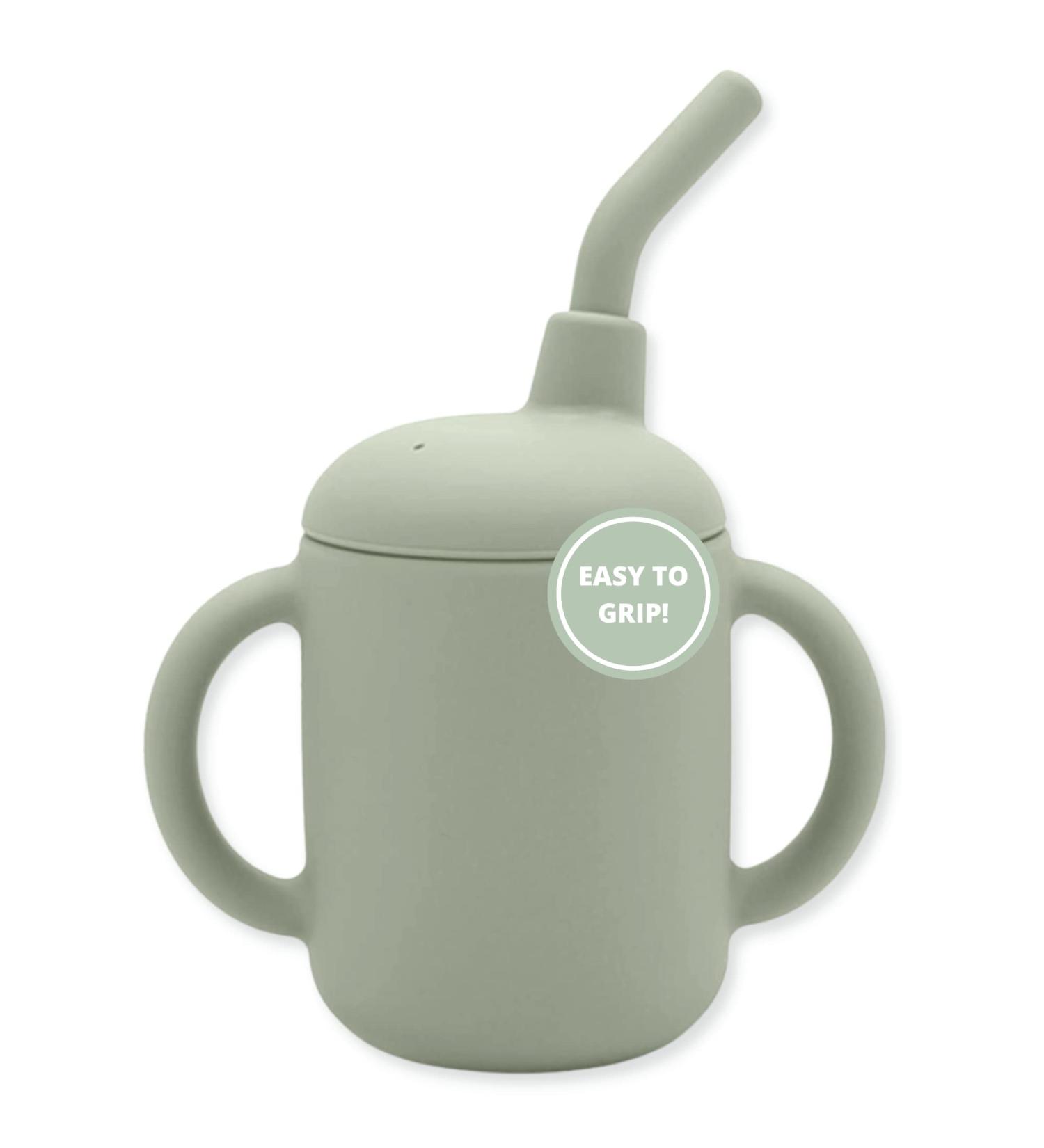 LoveyLu Silicone Sippy Cup - Toddler Cup with Straw & Handles | 100% Safe Food Grade Silicone | Microwave, Dishwasher, Freezer Safe (Sage) - Buy Online on GoSupps.com