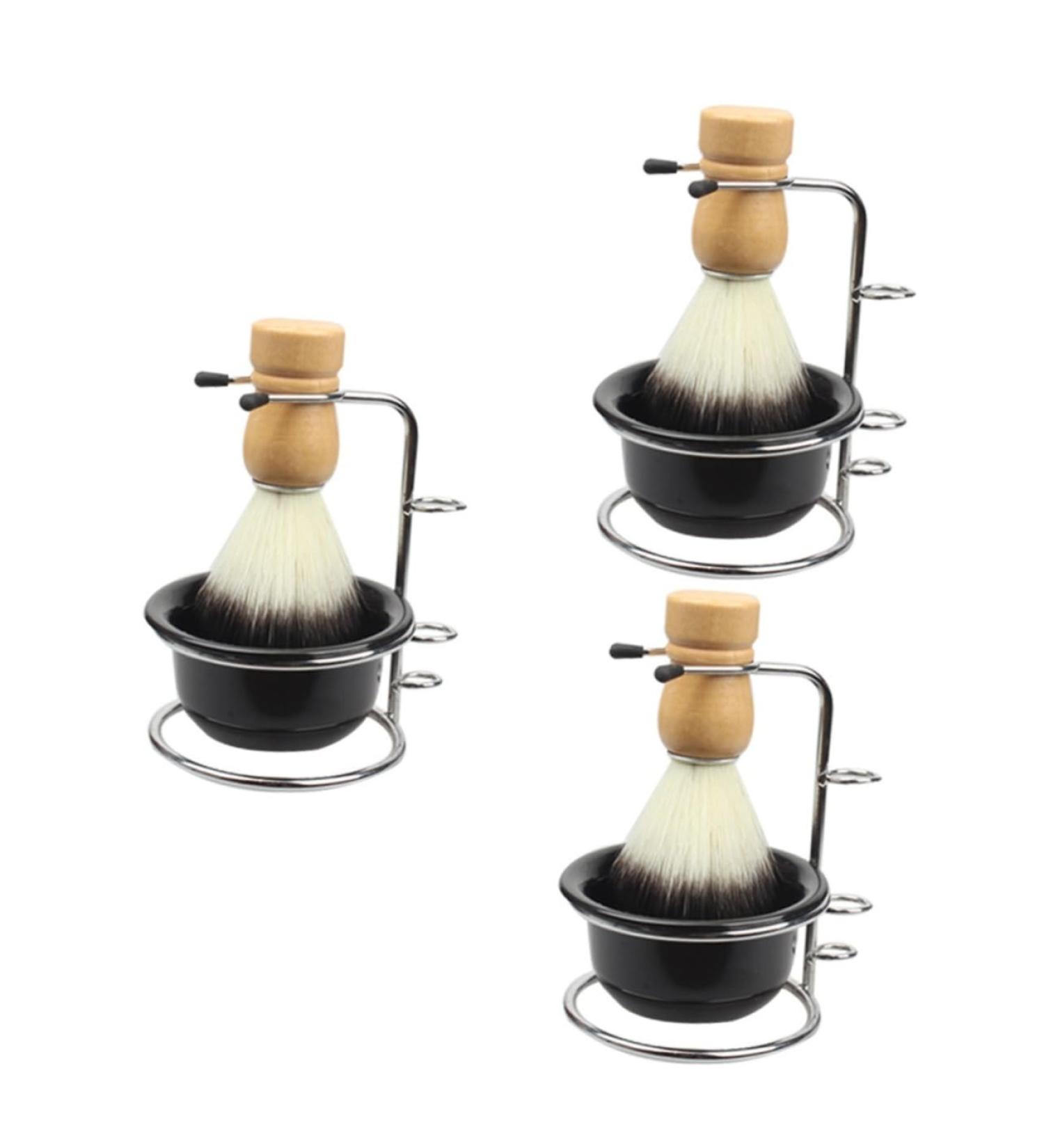 Minkissy Men's Shaving Set - 3 Sets of Foam Shell Razor Cup Stand Soap & Brush - Premium Hairdressing Tools for a Close Shave - Buy Online on GoSupps.com