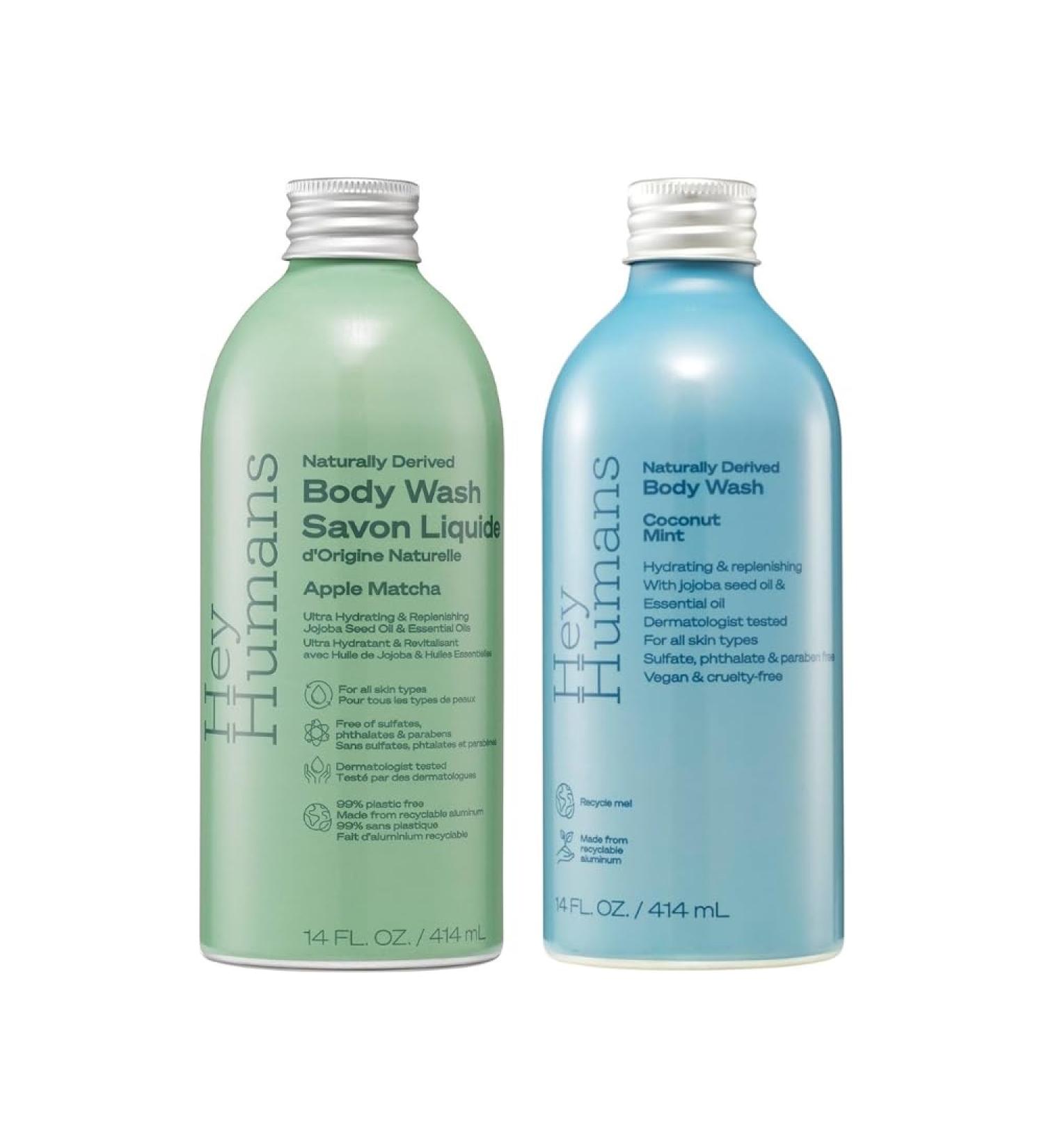 Apple Matcha and Coconut Mint - Moisturizing Body Wash with Natural Ingredients & Jojoba Oil | Clean Vegan Sulfate Free Bath & Body Wash for Women & Men | Recyclable Bottle 14 Fl Oz (Variety Pack) - Buy Online on GoSupps.com