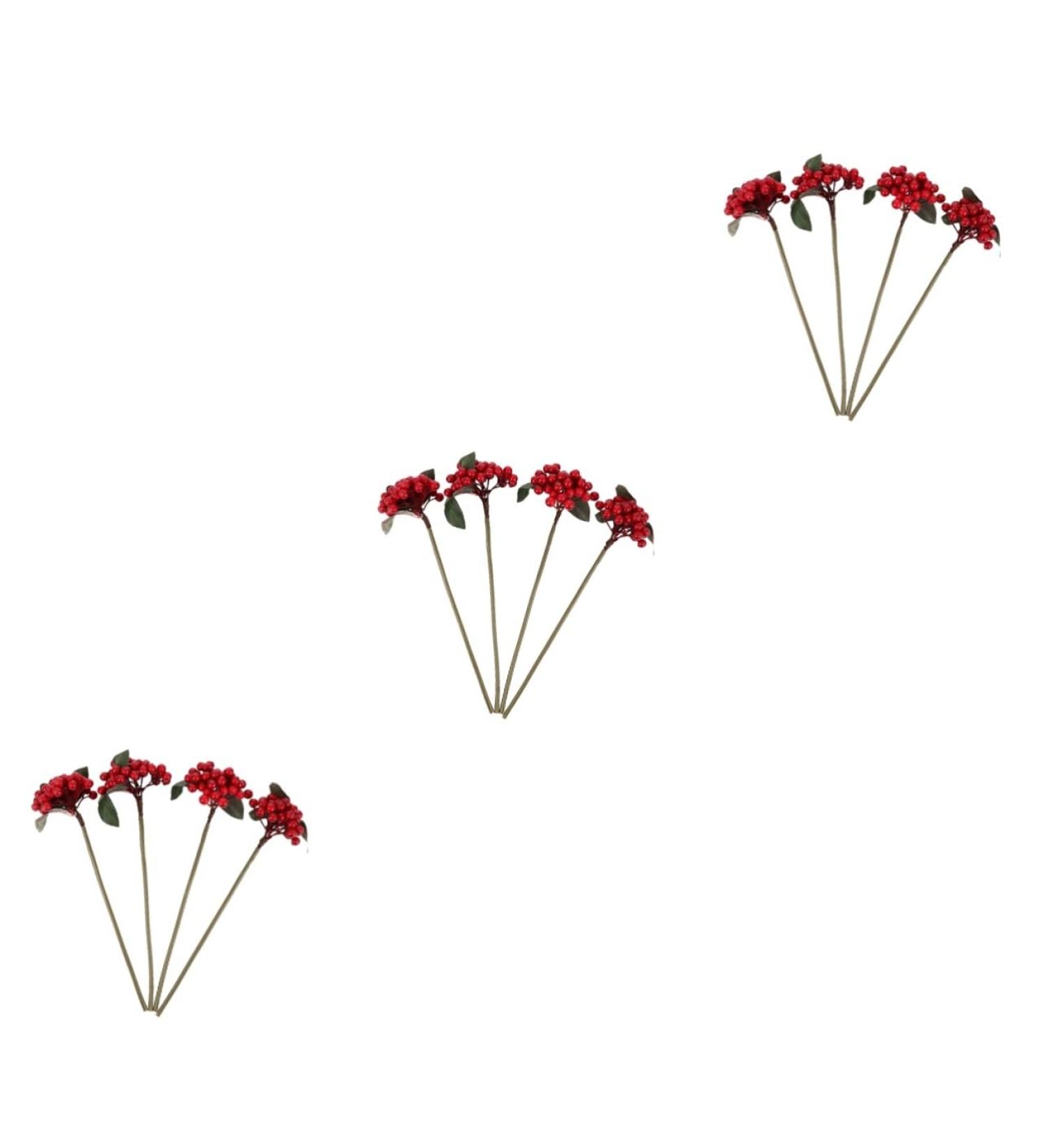 EXCEART 12 Pcs Berry Red Berries for Crafts Christmas Holiday Floral Stems Pine Tree Picks Faux Holly Berries Branches for Vase Christmas Simulation Berries Flowers Iron Wire Self Made - Buy Online on GoSupps.com