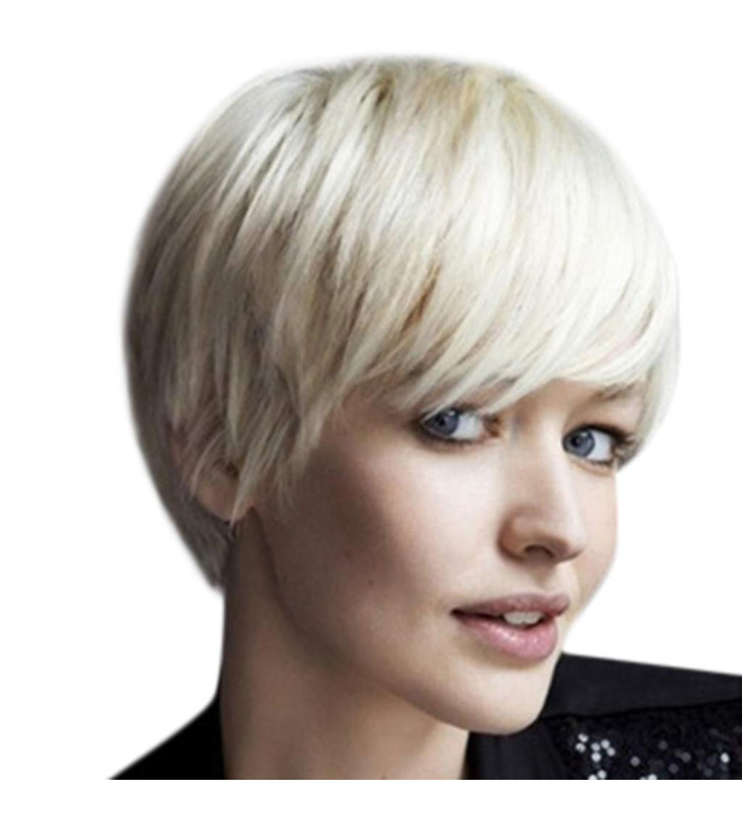 TIREOW Ladies Short White Wig | Fashionable Straight Hair Wig for Women & Girls - High-Quality Fiber - Buy Online on GoSupps.com
