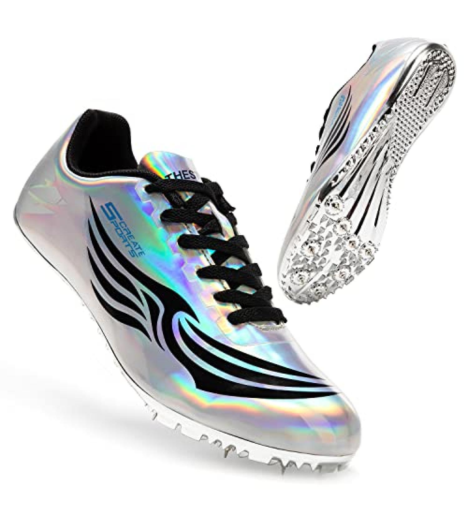 THESTRON Unisex Track Spikes Sprint Shoes - Silver Racing Sneakers for Men, Women, Kids - Buy Online on GoSupps.com