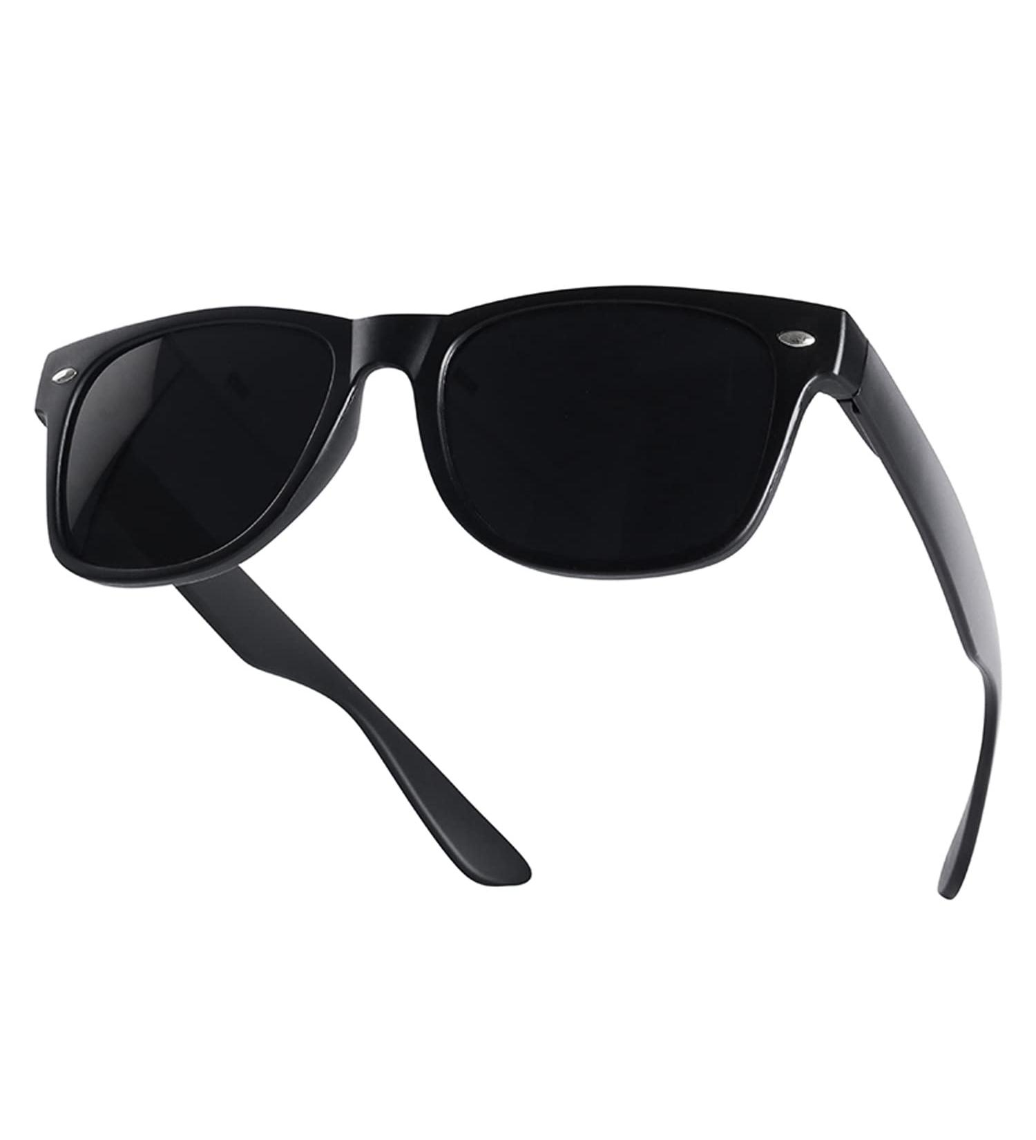 Super Dark Black Lens Sunglasses | UV Protection | Classic 80s Shades for Migraine Sensitive Eyes | Matte Black - Shop Now - Buy Online on GoSupps.com