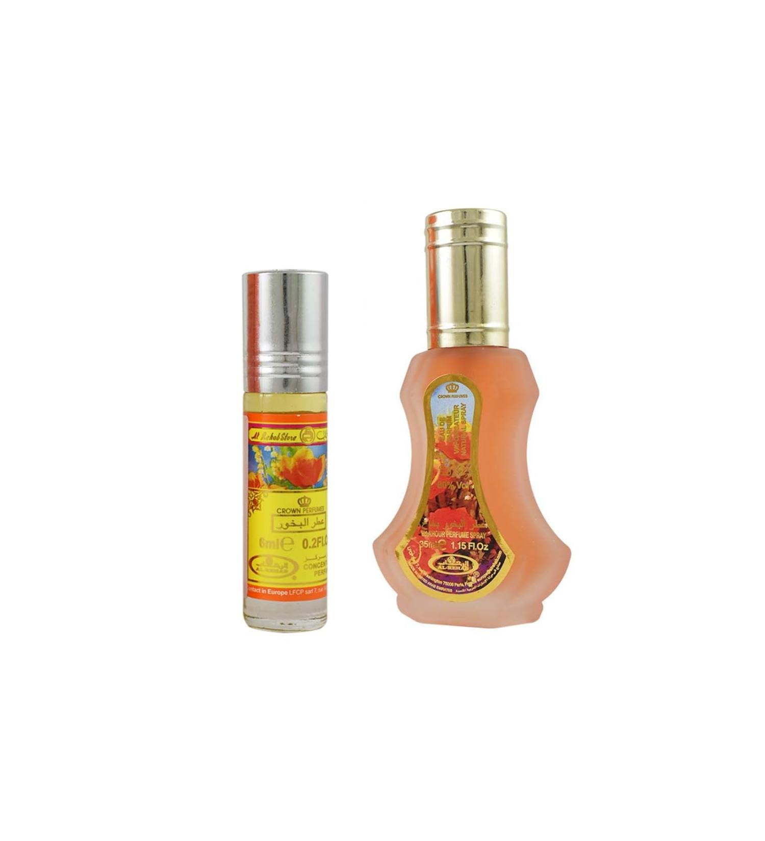Al Rehab Bakhour 2-Piece Set for Unisex (1.18 Oz Eau De Parfum Spray + 0.20 Oz Concentrated Perfume Rollerball)