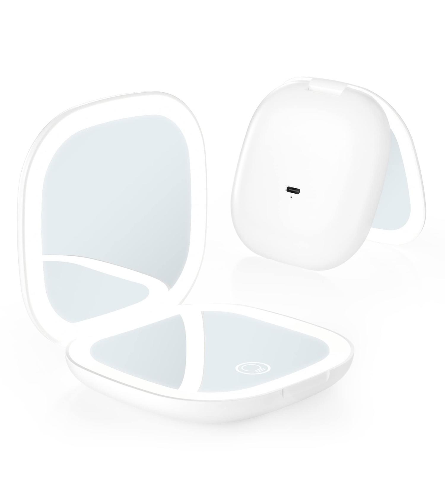 DTBG Compact Travel Makeup Mirror 1X/10X Magnifying Touch Screen LED Cosmetic Mirror (White) - Buy Online on GoSupps.com