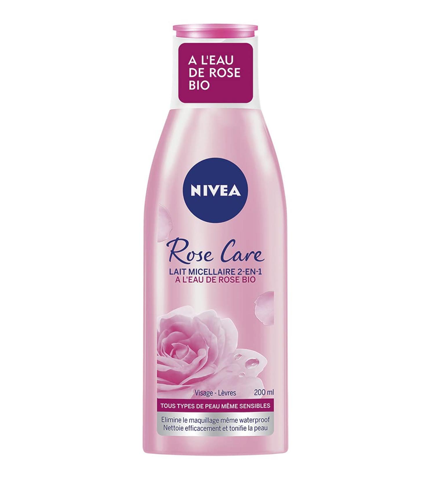 Nivea Rose Care Mizellar Milk 2-in-1 200ml | Organic Face & Lip Cleaner Make-Up Remover & Toner for All Skin Types - International Shipping - Buy Online on GoSupps.com