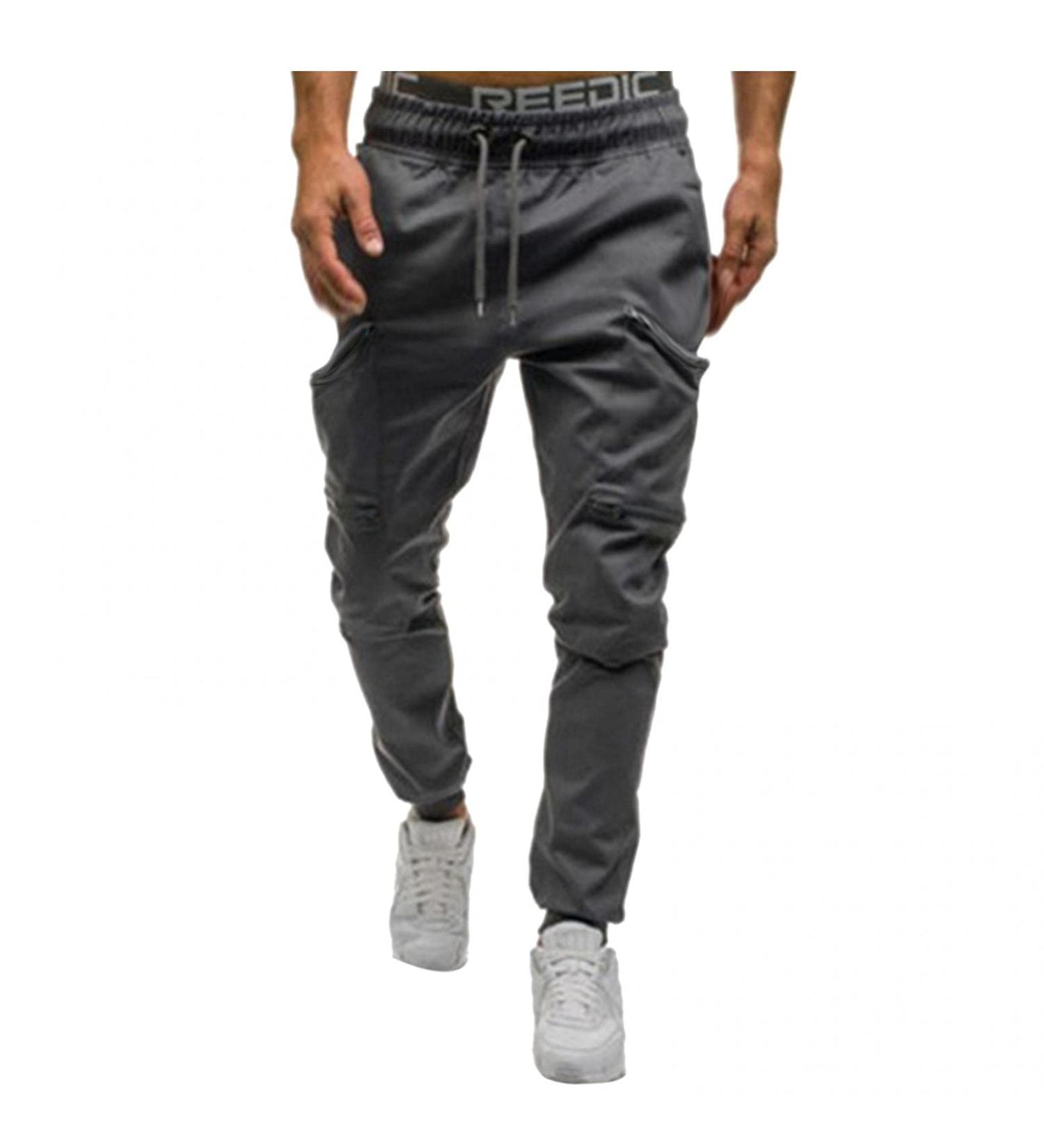 Ronony Men's Jogging Pants - Slim Fit Sports & Leisure Trousers for Outdoor Training | Gray - Buy Online on GoSupps.com