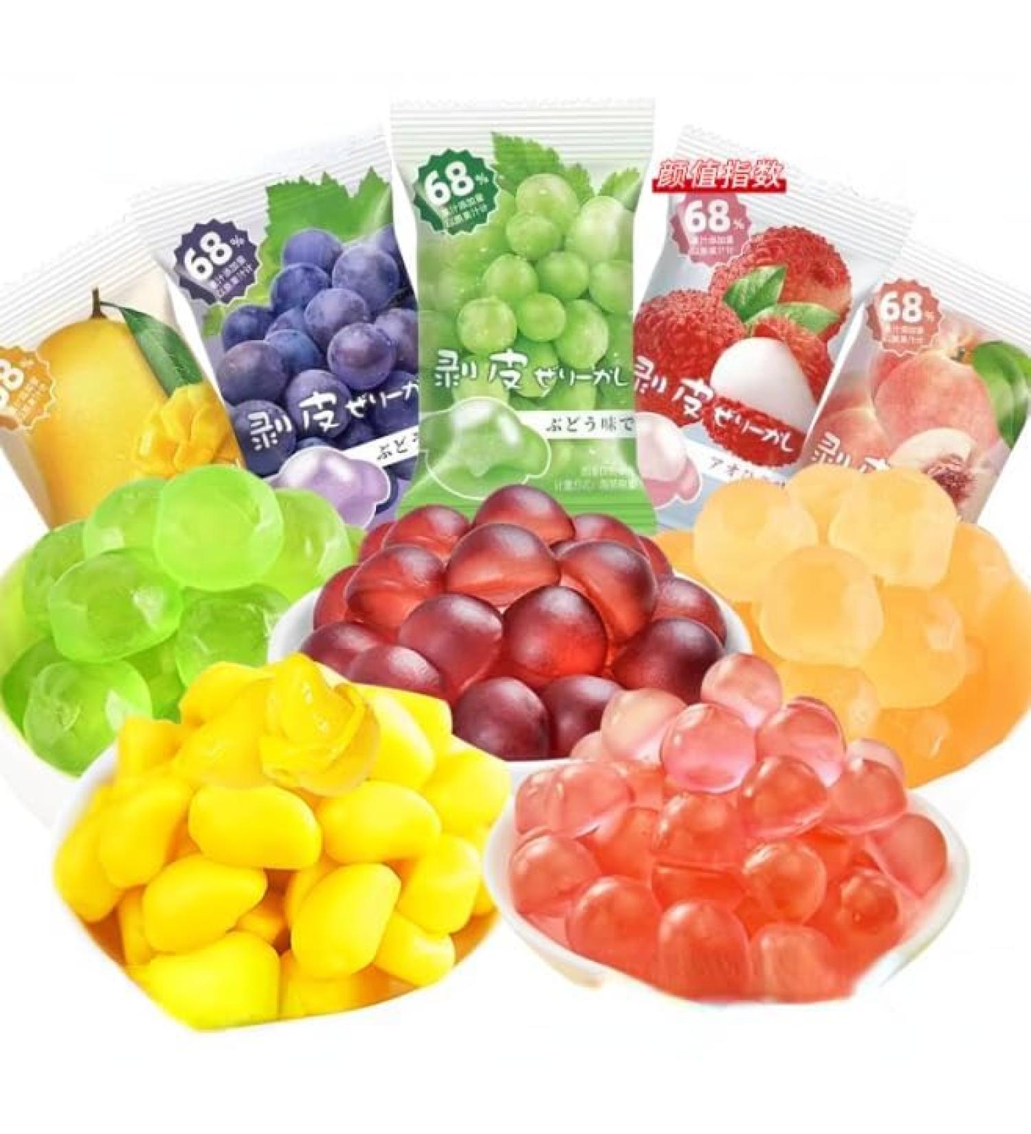 white peach Peeling Fruit Fudge gummy mango peelable grape lychee sugar soft candy Toffee 68% Juice Content gummy candy sweets Chewy gumdrop desserts Chinese snacks (Mix and match flavors 10bag) Mix and match flavors 10bag - Buy Online on GoSupps.com