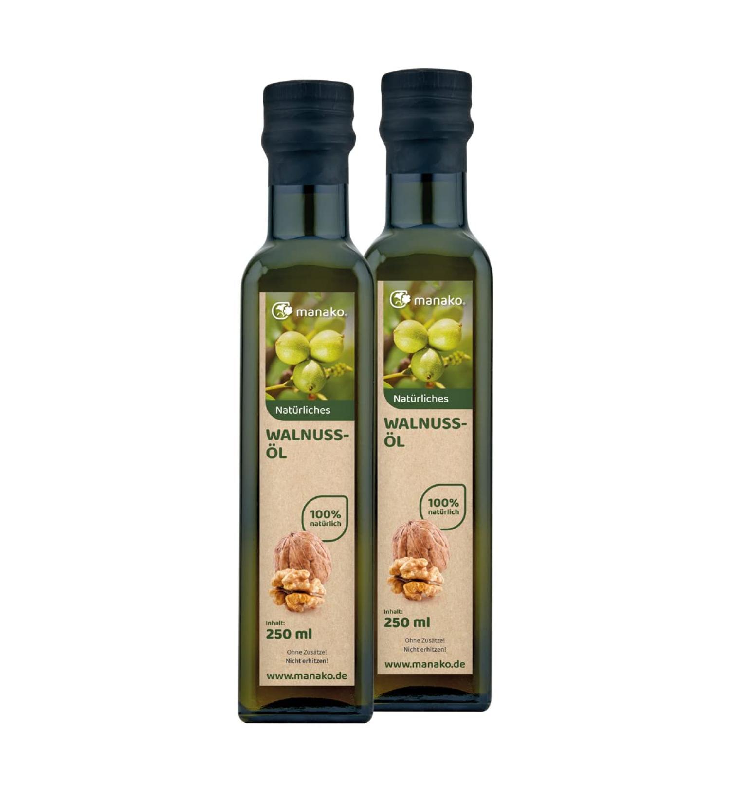 manako Manako Refined Walnut Oil 100% Pure 2 x 250ml Glass Bottles (2 x 0.25l)