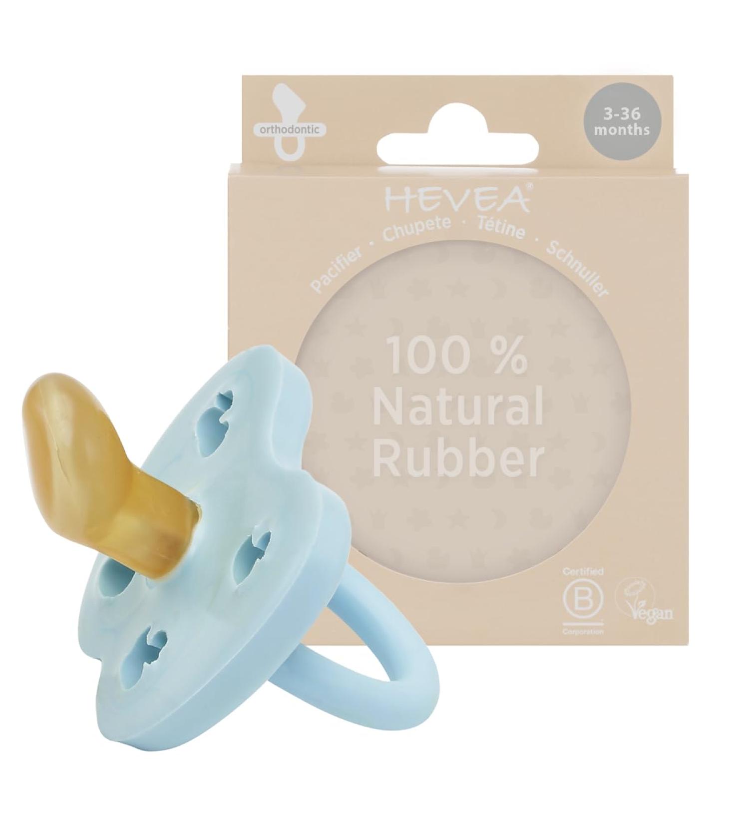 HEVEA Natural Rubber Pacifier - Jaw-Friendly Design for 3-36 Months - Sky Blue - Single Pack - Buy Online on GoSupps.com