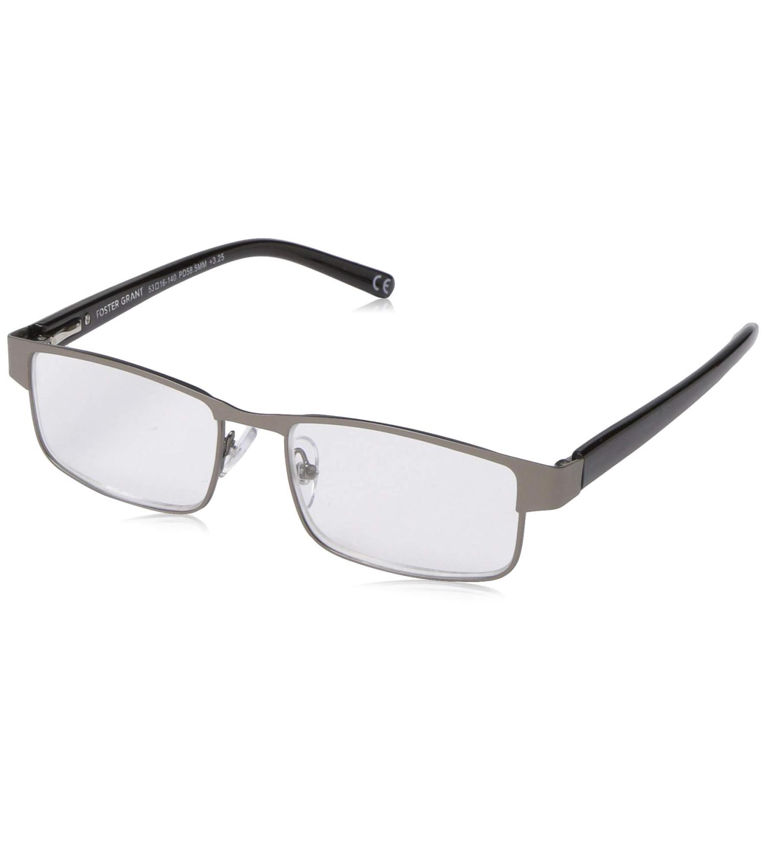 Buy Foster Grant Men's Leo Square Reading Glasses - Gunmetal/Transparent 2x | Stylish & Comfortable Reading Eyewear | Fast International Shipping - Buy Online on GoSupps.com