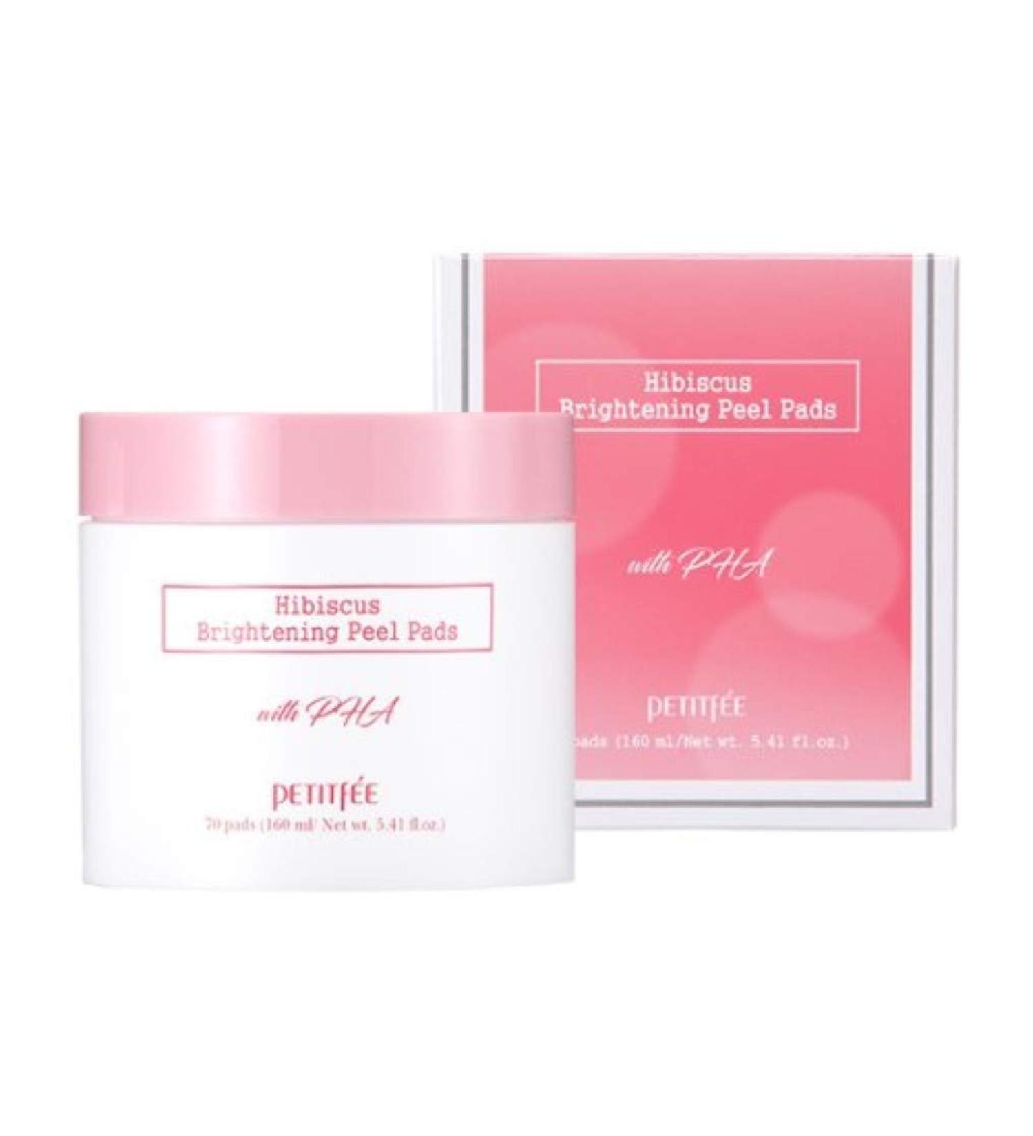 Petitfee Hibiscus Brightening Peel Pads - 70 Count, 5.41 fl. oz (160 ml) for Radiant Skin - Buy Online on GoSupps.com