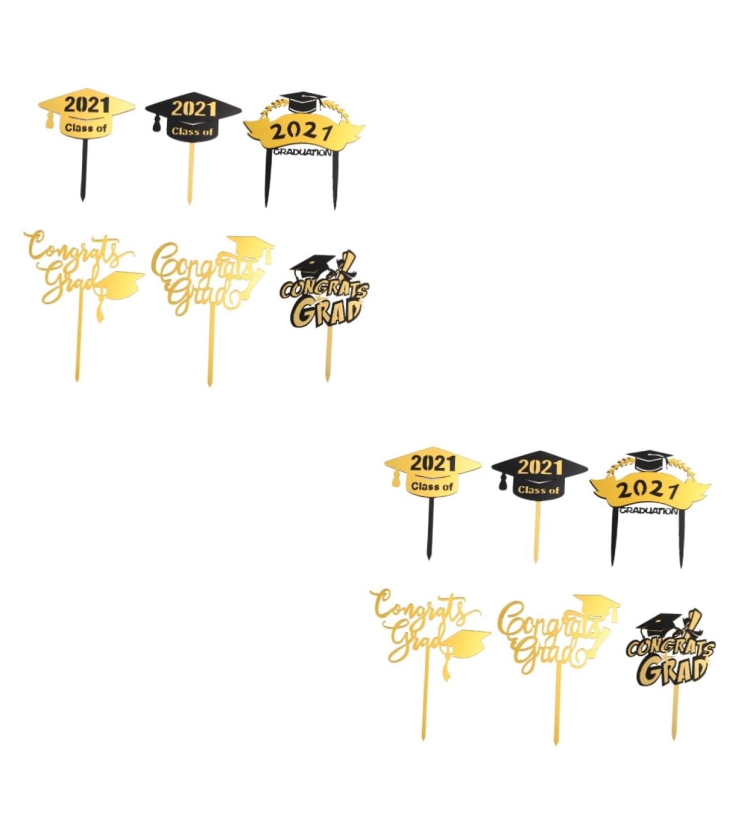 Alipis 2 Sets 12pcs 2021 Cake Insert Graduation Food Picks Congrats Cardstock Topper Grad Cupcake Toppers 2021 Graduation Decorations Ice Cream Toppers Acrylic Dessert Graduation Season - Buy Online on GoSupps.com