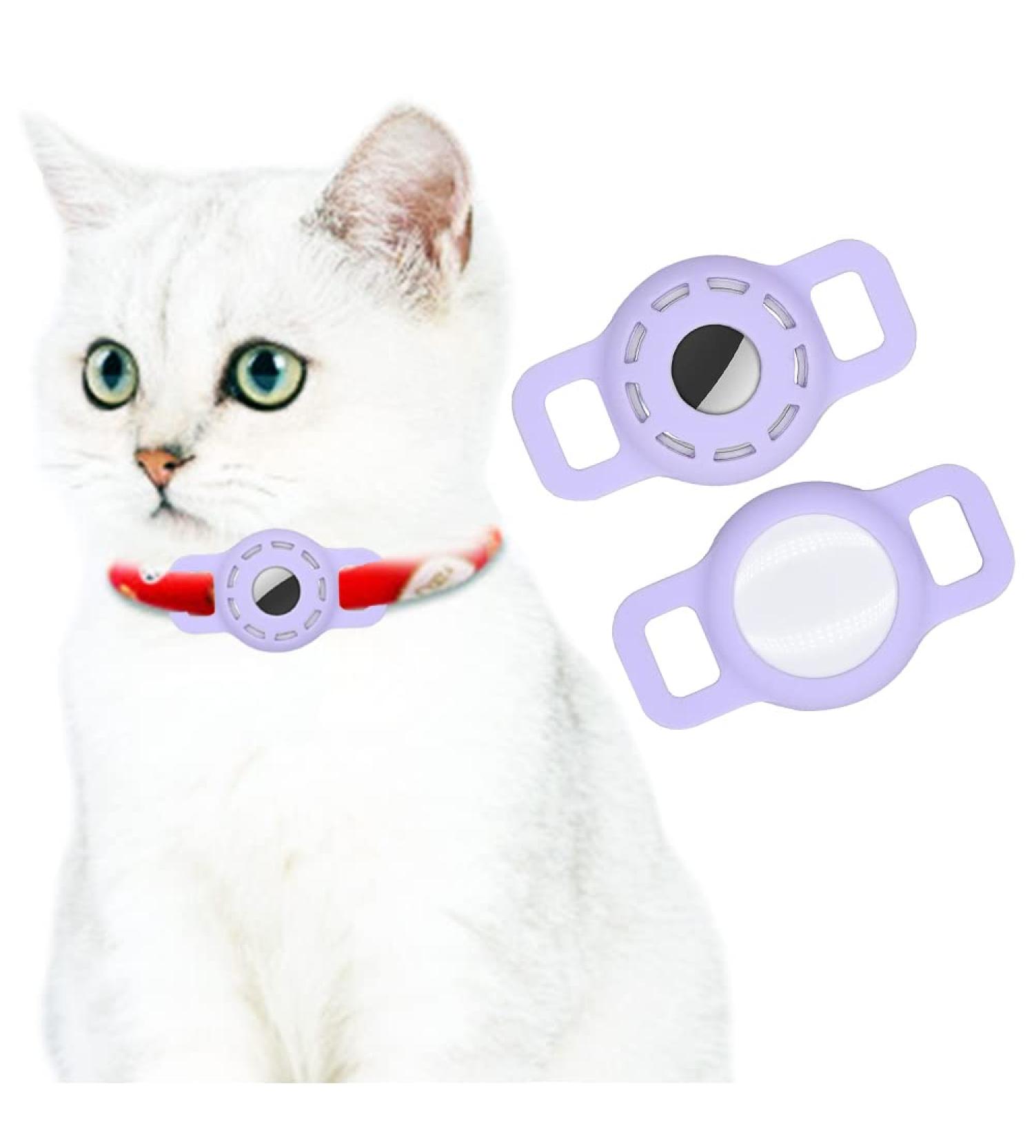 AirTag Silicone Case for Dog Collar - Adjustable 2 Pack Portable GPS Finder for Cats & Dogs (Light Purple) - International Shipping Available - Buy Online on GoSupps.com