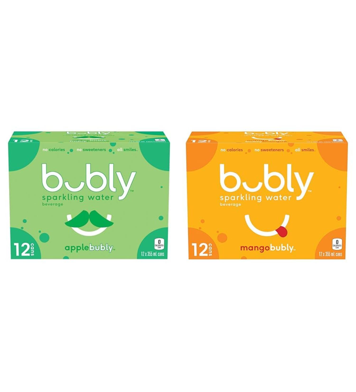 Bubly Sparkling Water applebubly 355 mL Cans 12 Pack & Sparkling Water mangobubly 355 mL Cans 12 Pack - Buy Online on GoSupps.com