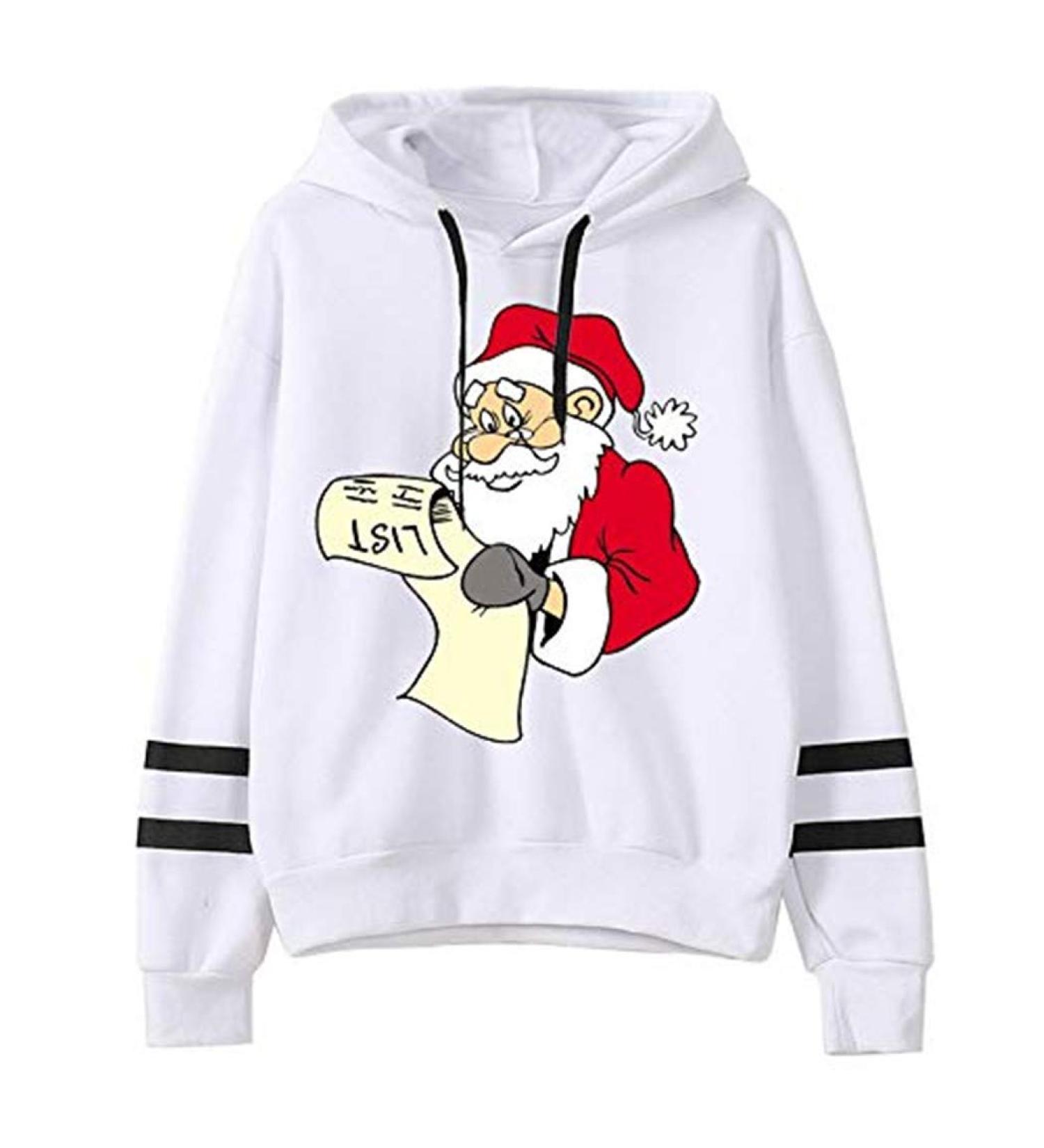 Bigfanshu Woman Code Fashion Casual Loose Long Sleeve Striped Print Sweatshirt Tops White - Buy Online on GoSupps.com