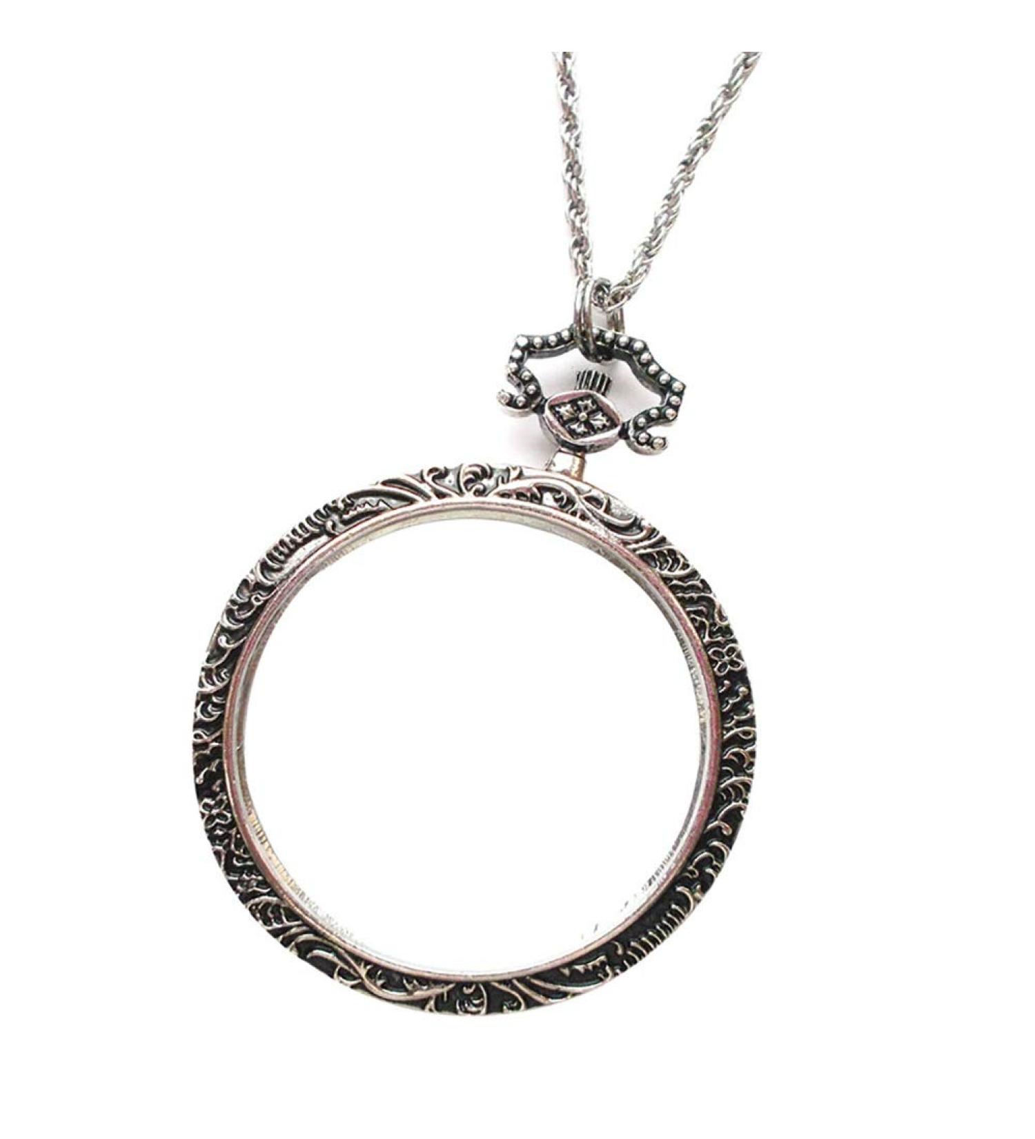10X Necklace Magnifier Pocket Magnifying Glass Monocle Hanging Pendant Chain Reading Magnifier Loupe with 47mm Glass Lens for Books Newspapers Maps Crafts Hobby (Color : Silver) - Buy Online on GoSupps.com