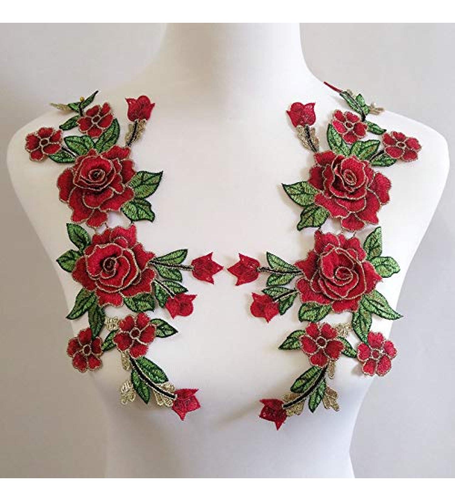 Red Rose Embroidery Flower Sew On Patch - Clothing & Bag Accessories - Buy Online on GoSupps.com