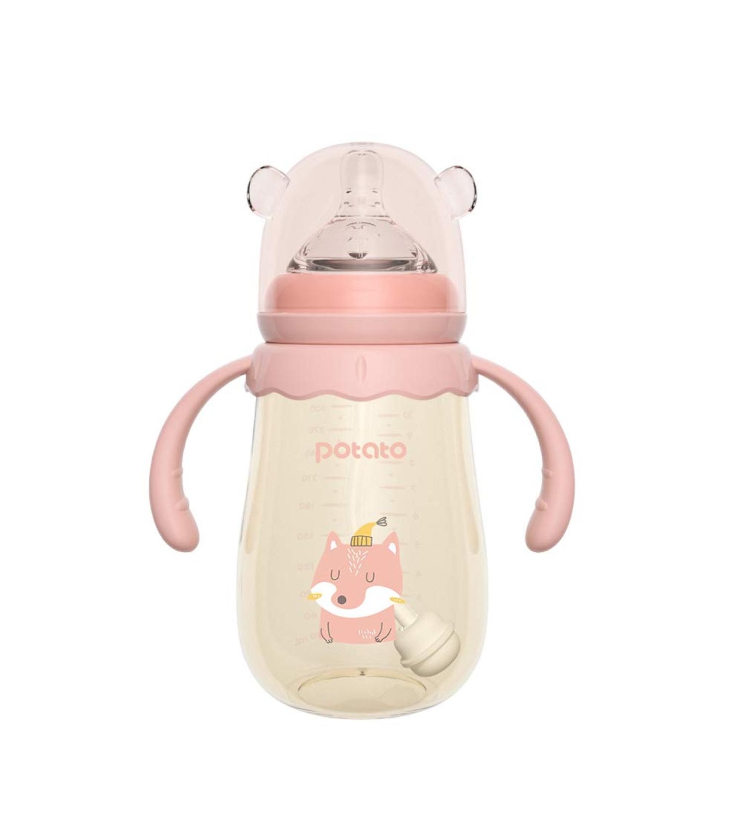 POTATO 10 oz PPSU Baby Feeding Bottle with Anti-Colic Silicone Nipples - Pink | Ideal for Breastfeeding Babies & Toddlers - Buy Online on GoSupps.com
