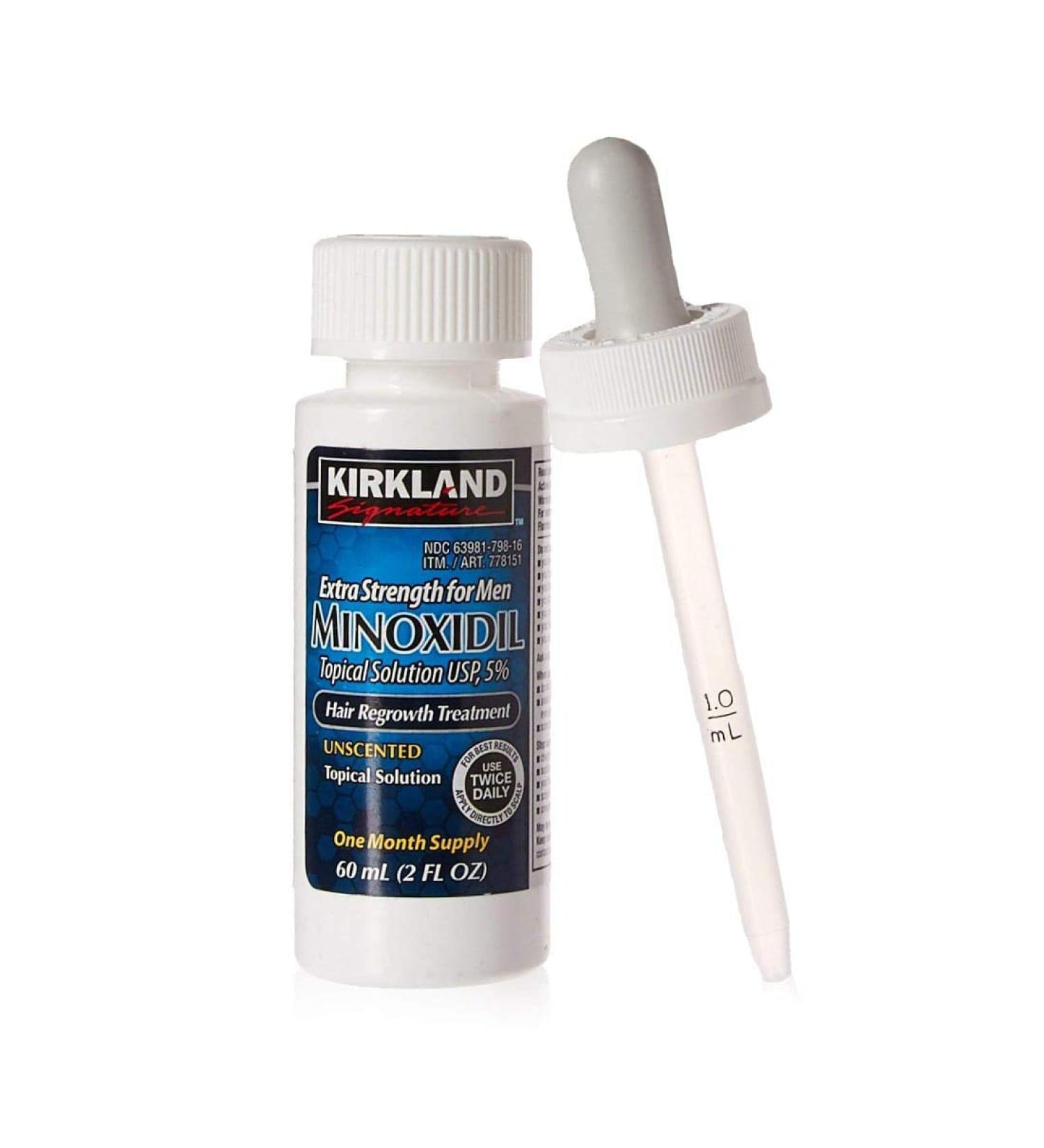 Kirkland Minoxidil 5% Topical Solution Extra Strength Hair Regrowth Treatment for Men Dropper Applicator Included (1 month to 24 month supplies available) (1 month supply)