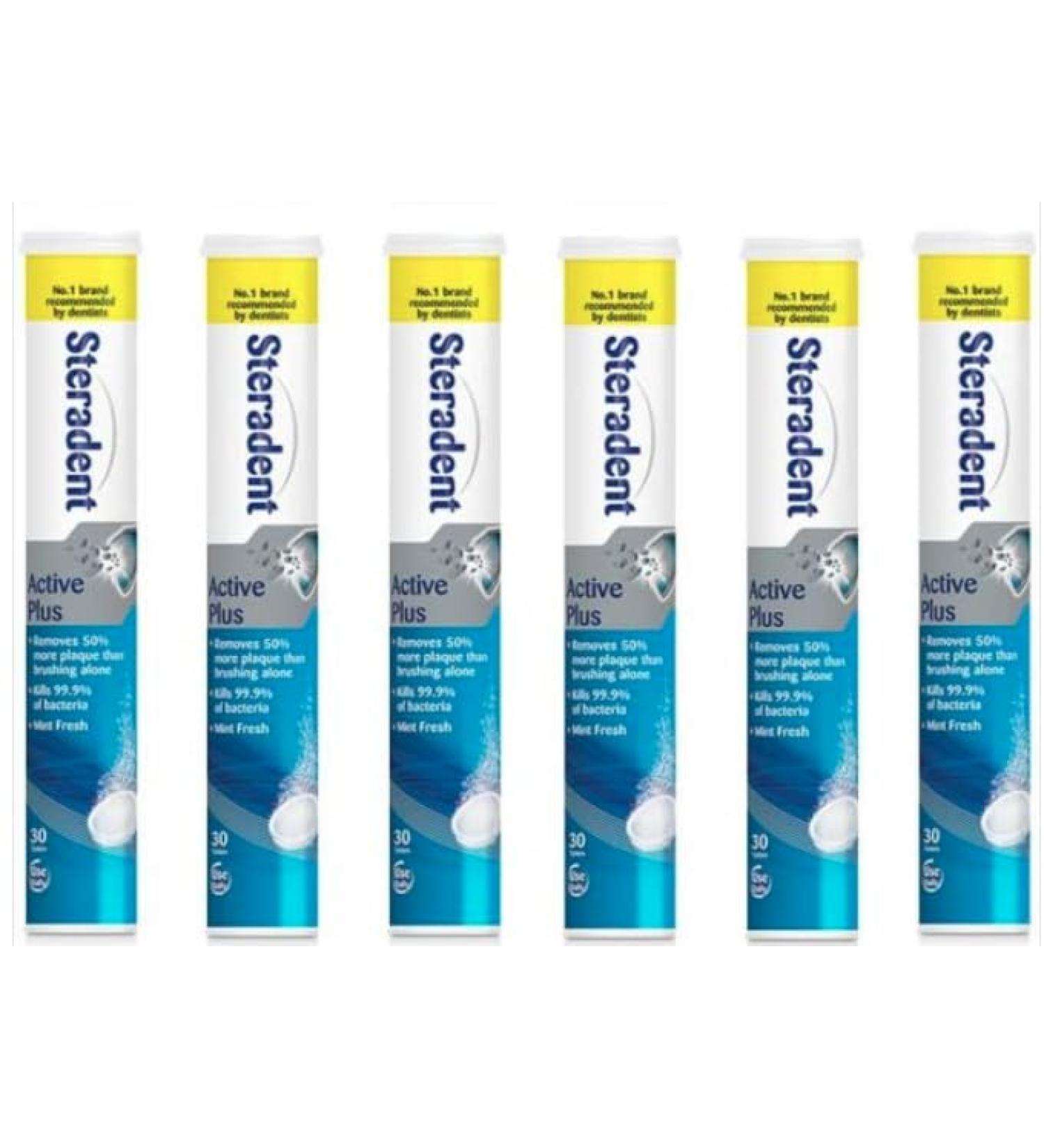 Steradent Active Fresh Denture Cleansing 30 Tablets (Pack of 6)