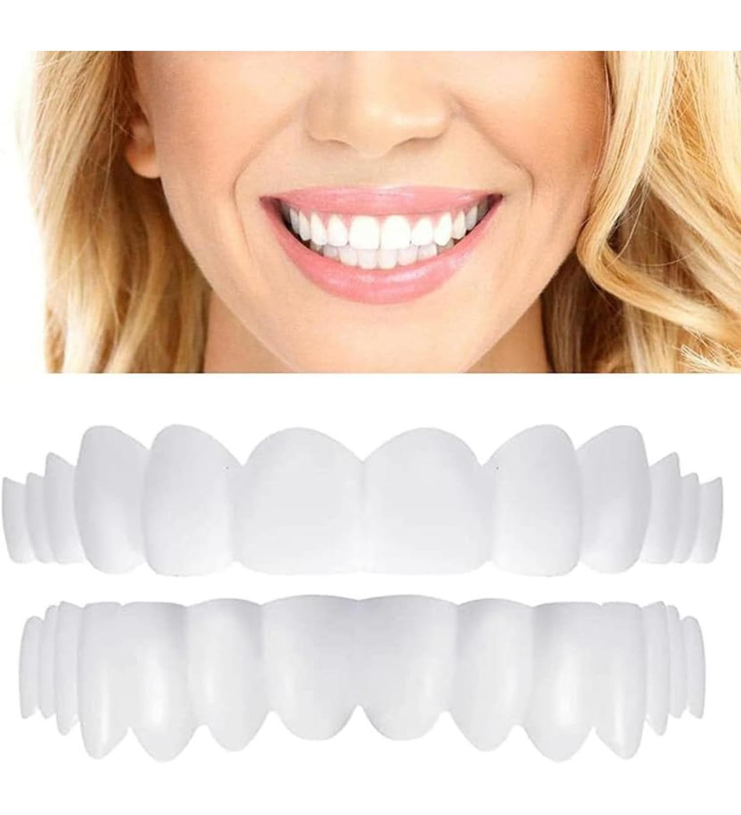Brigtviee Instant Teeth Veneers 2 Pairs Clipin Veneers False Teeth for Upper and Lower Jaw Dentures Clickon Veneers for Men and Women Temporary Denture Veneers - Buy Online on GoSupps.com